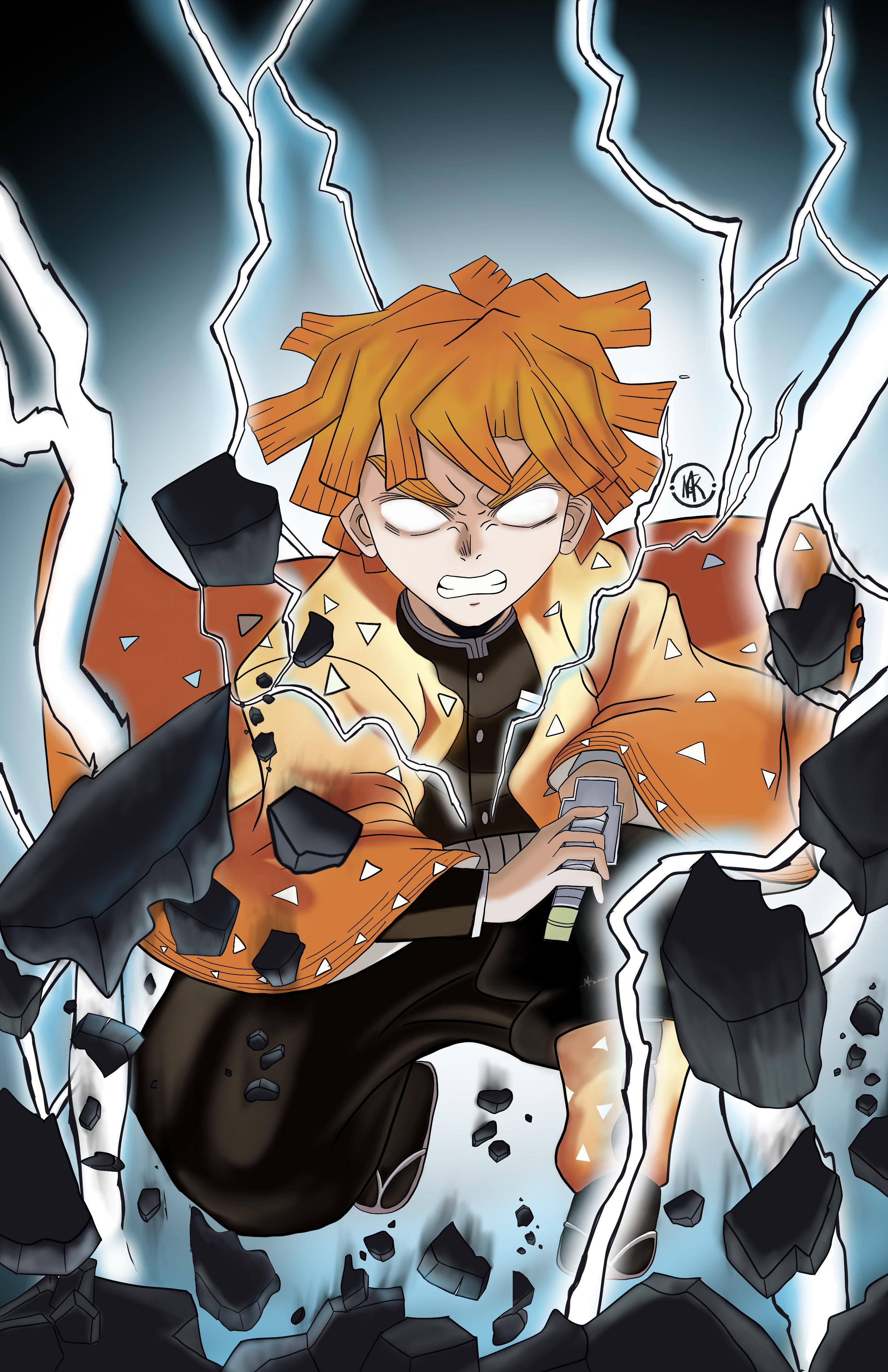 Zenitsu fan art by me. r/KimetsuNoYaiba