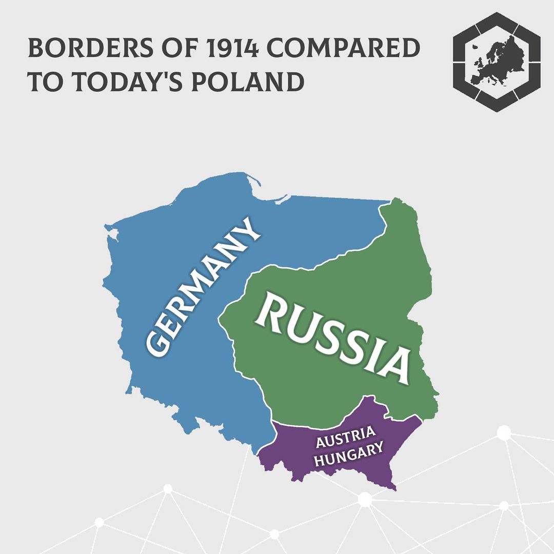 Poland's borders in 1914 r/MapPorn