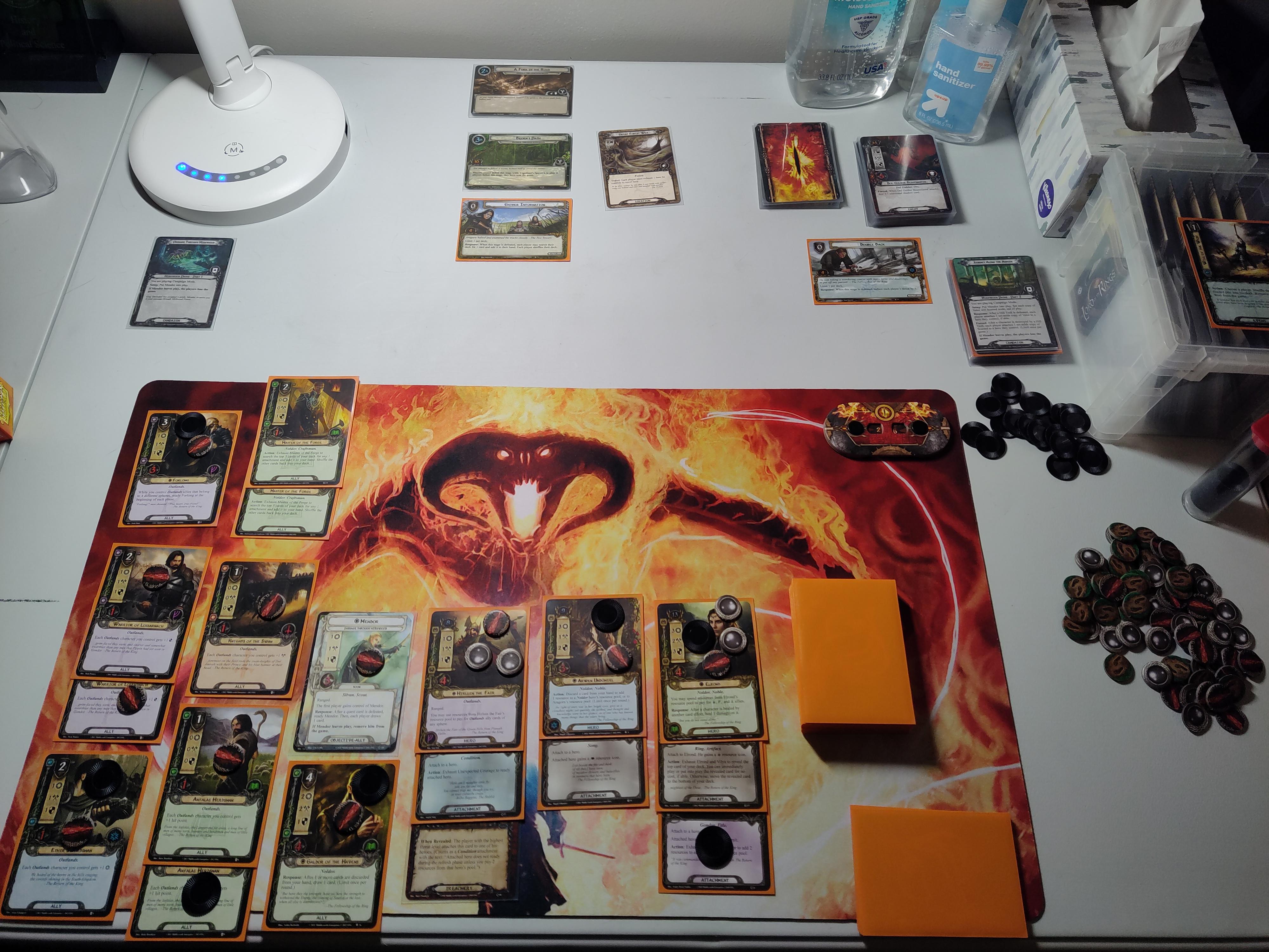 Lord of the Rings Living Card Game first quest of first campaign! soloboardgaming
