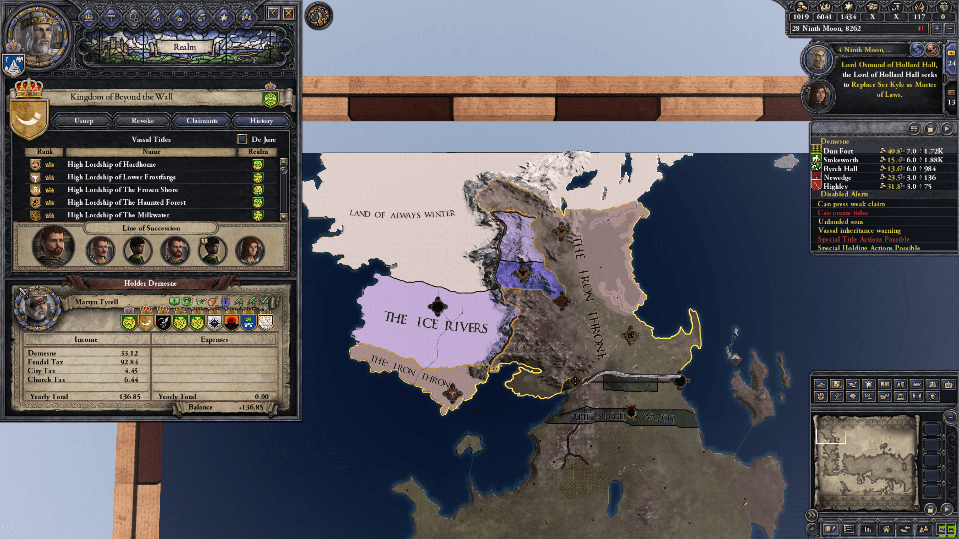 King Martyn Tyrell, ruler of the Seven Kingdoms, and King Beyond the