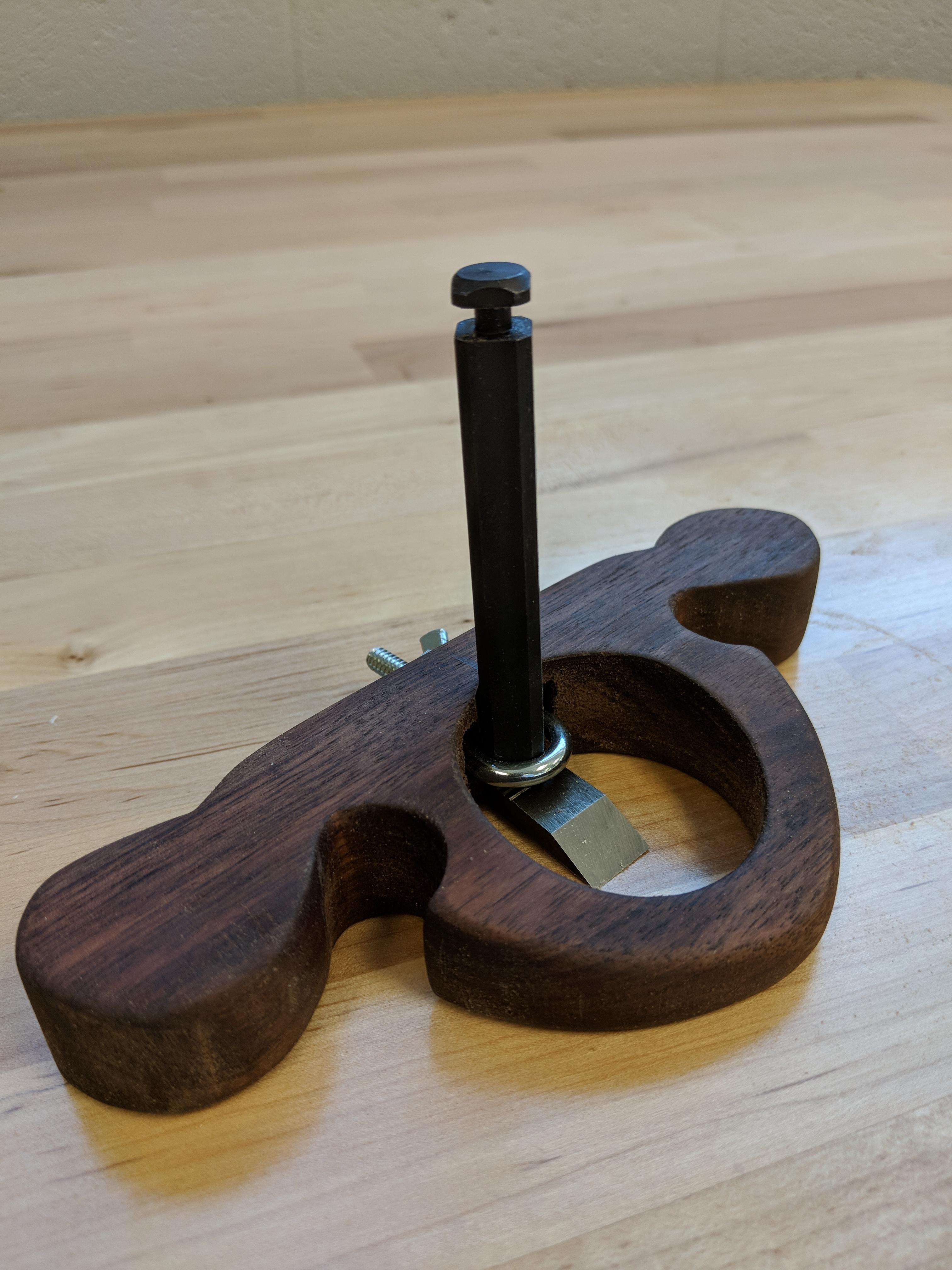 Handmade router plane from walnut. Finished with danish oil and