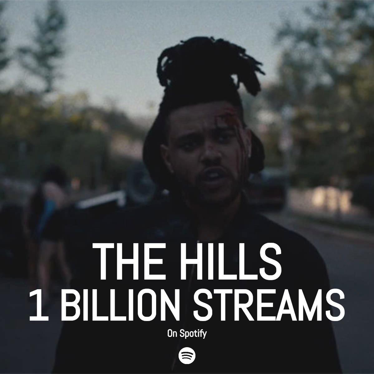 The Hills by The Weeknd has now surpassed 1 billion streams on Spotify