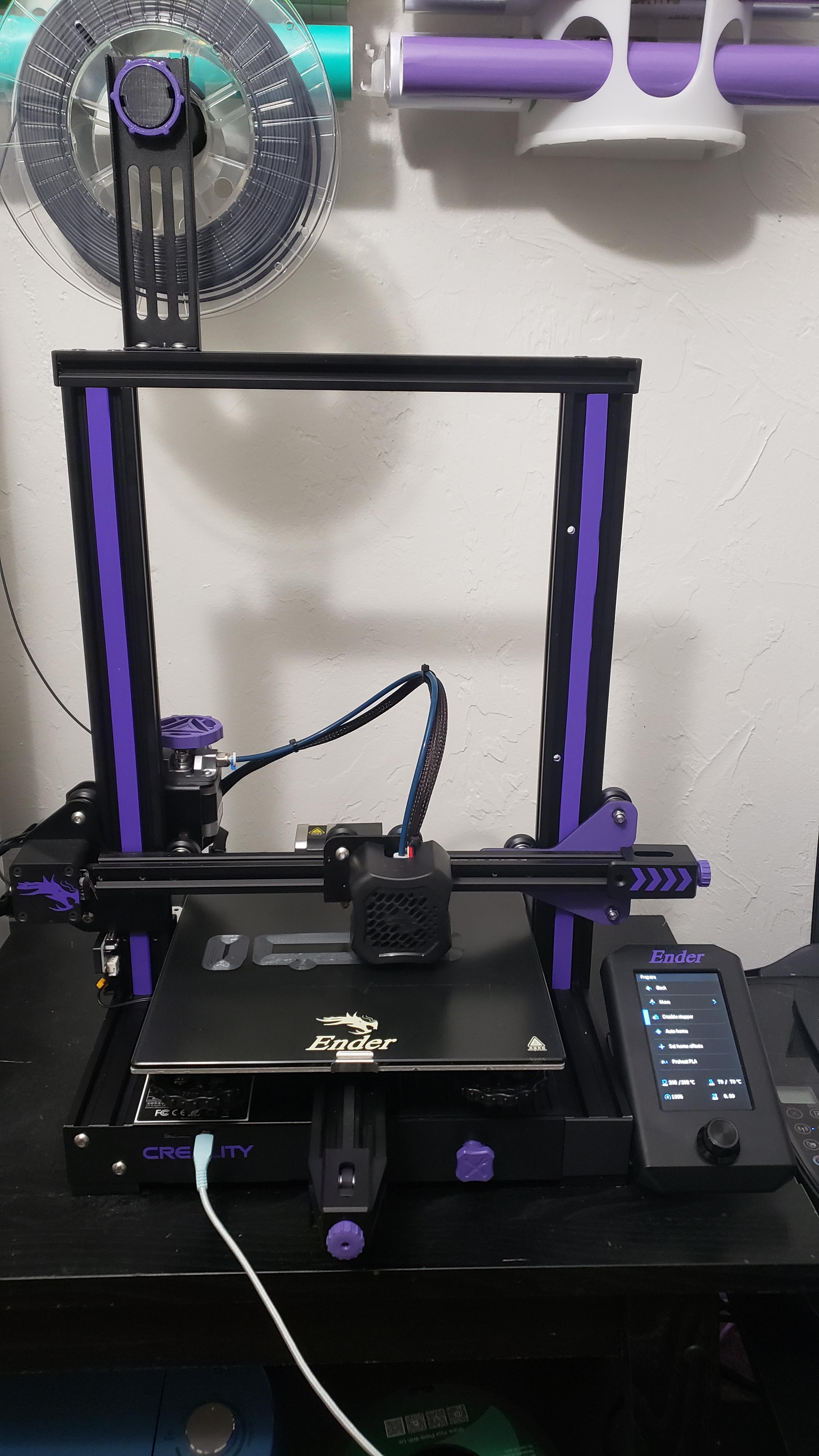 Finally set up my Ender 3 V2 and I customized it with purple paint and