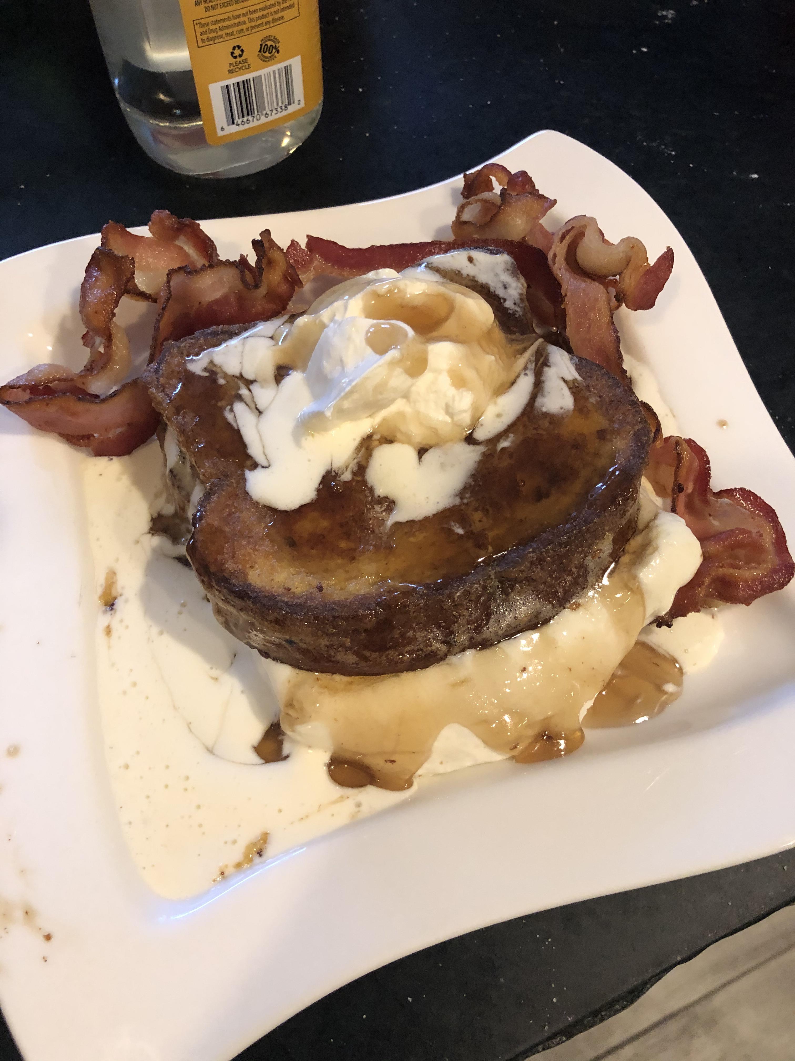 Keto bread french toast with homemade whipped cream/cream cheese with