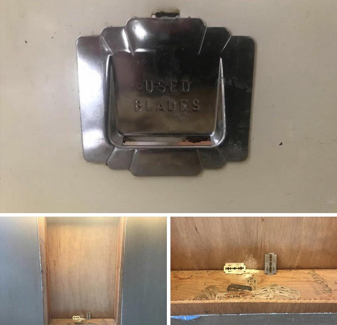 My 1959 bathroom has a disposal slot for used razors. It was