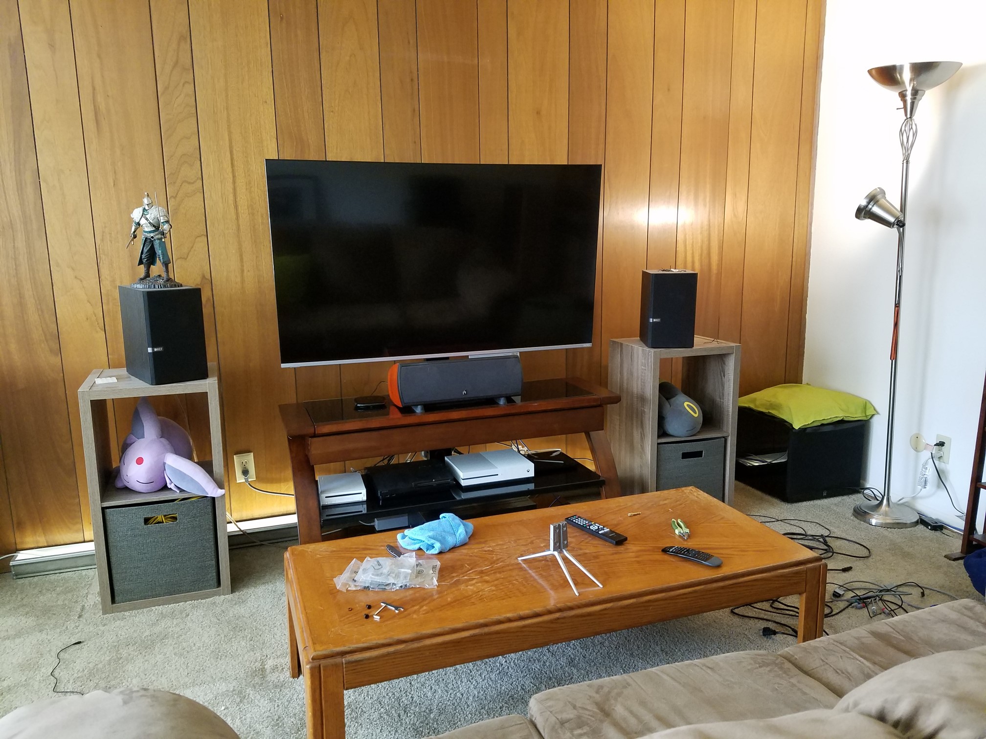 Assembled and set up new TV console. TV is too high. r/hometheater