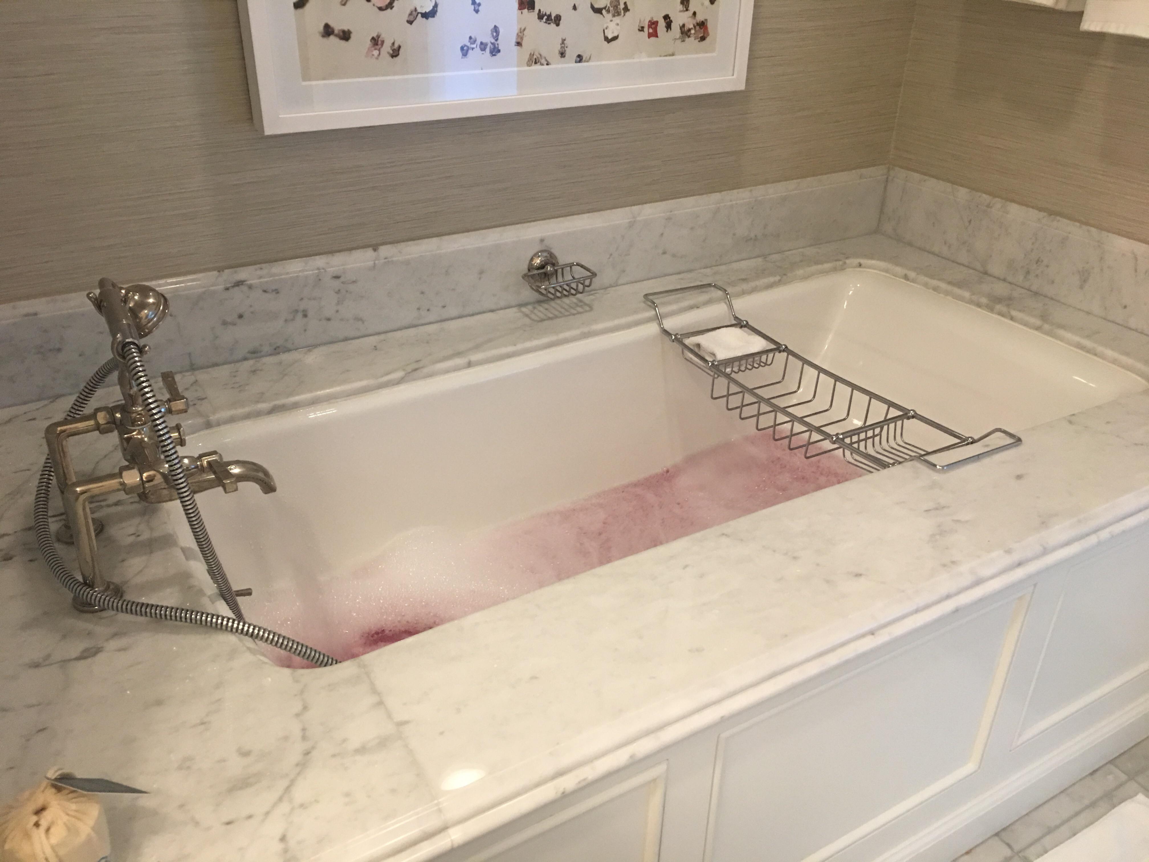 I’m staying at a fancy hotel, so I needed a pink bubble bath. r
