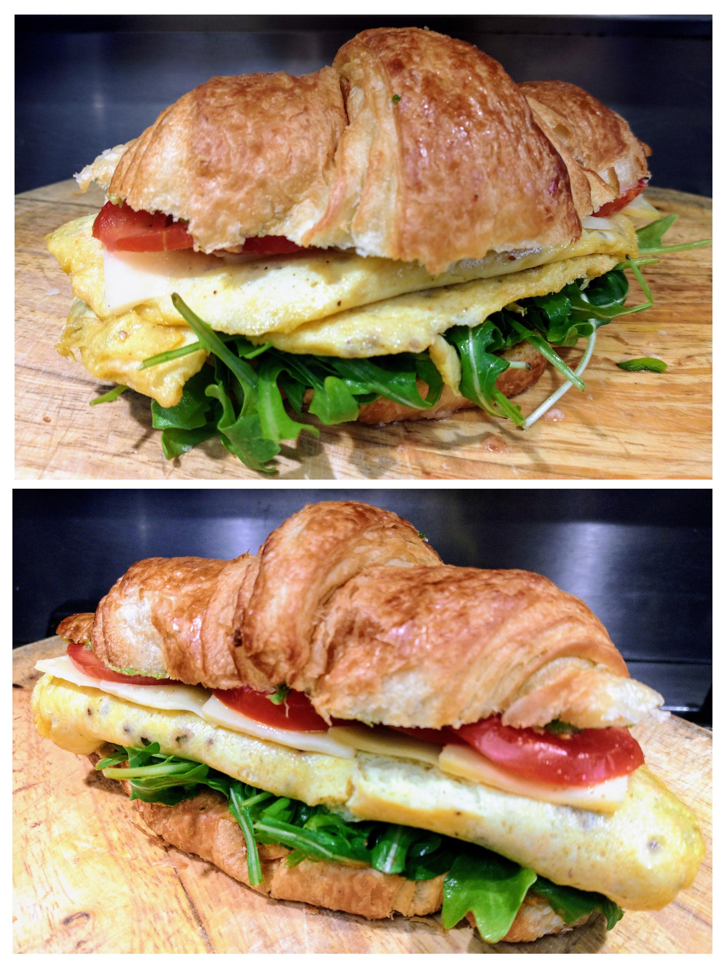 Deli Food [homemade] Egg Croissant Sandwich Eggs, Arugula, Gruyère