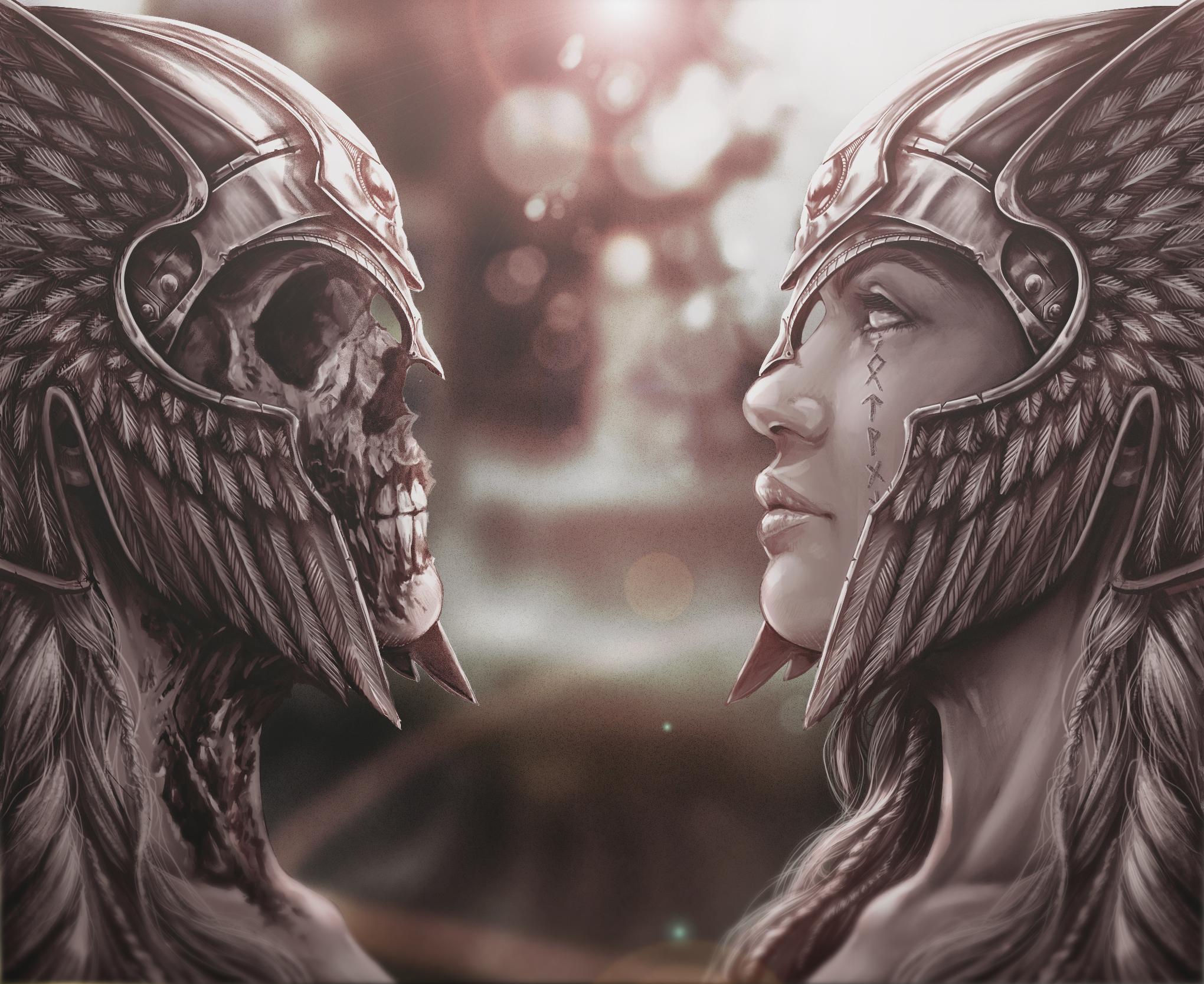 Valkyrie and Undead, Digital, 2040x1667 r/Art