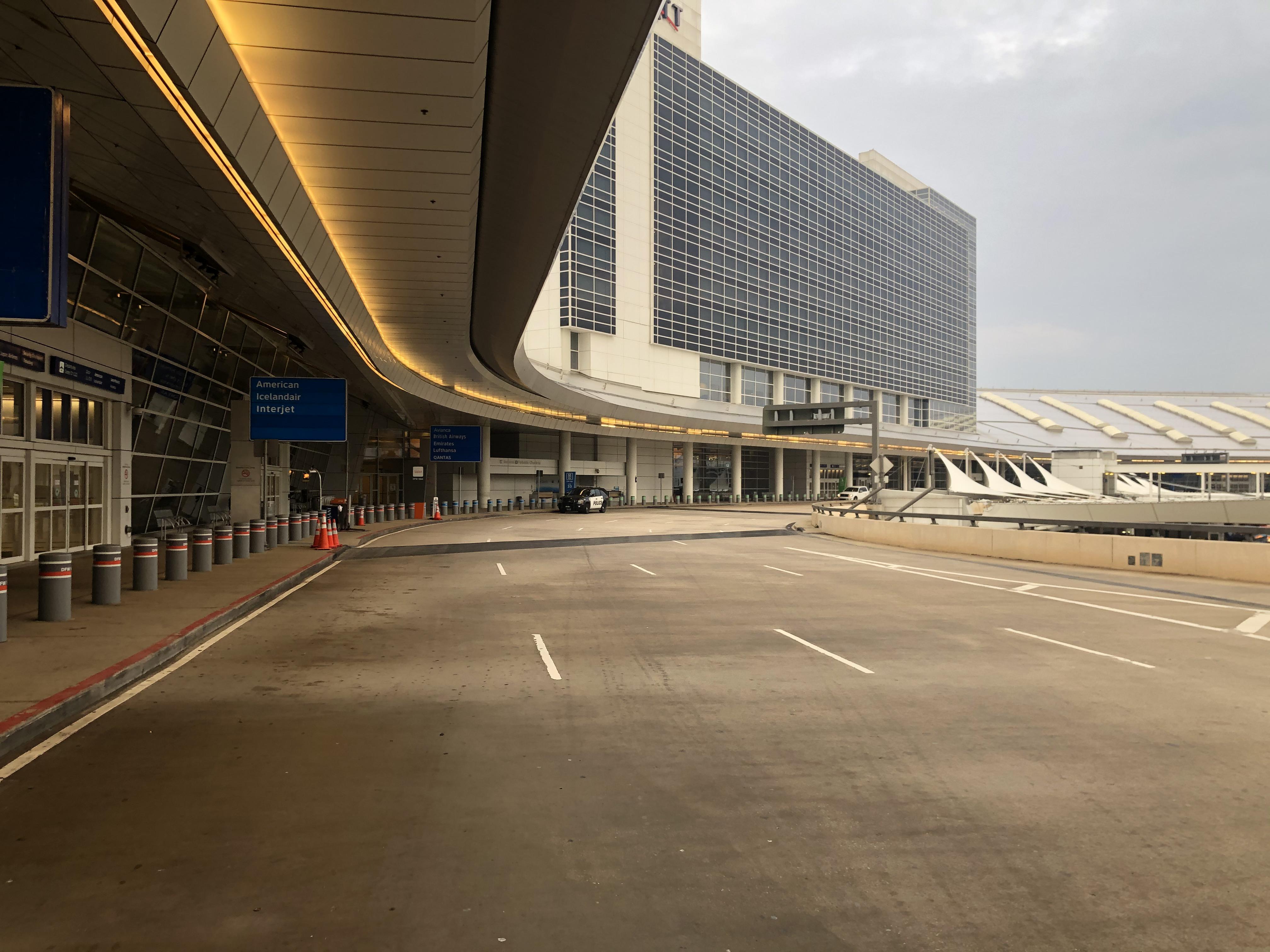 A deserted Terminal D at DFW airport this morning (was dropping off a