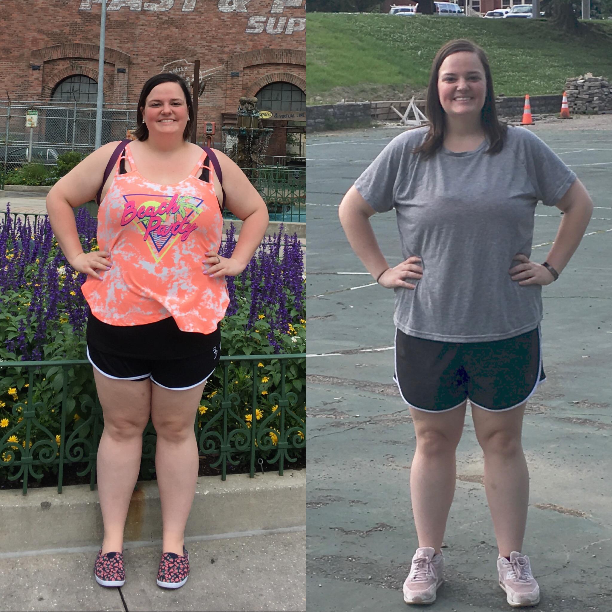 F/25/5’4” [250lbs > 206lbs = 44 lbs] (14 weeks) A year difference