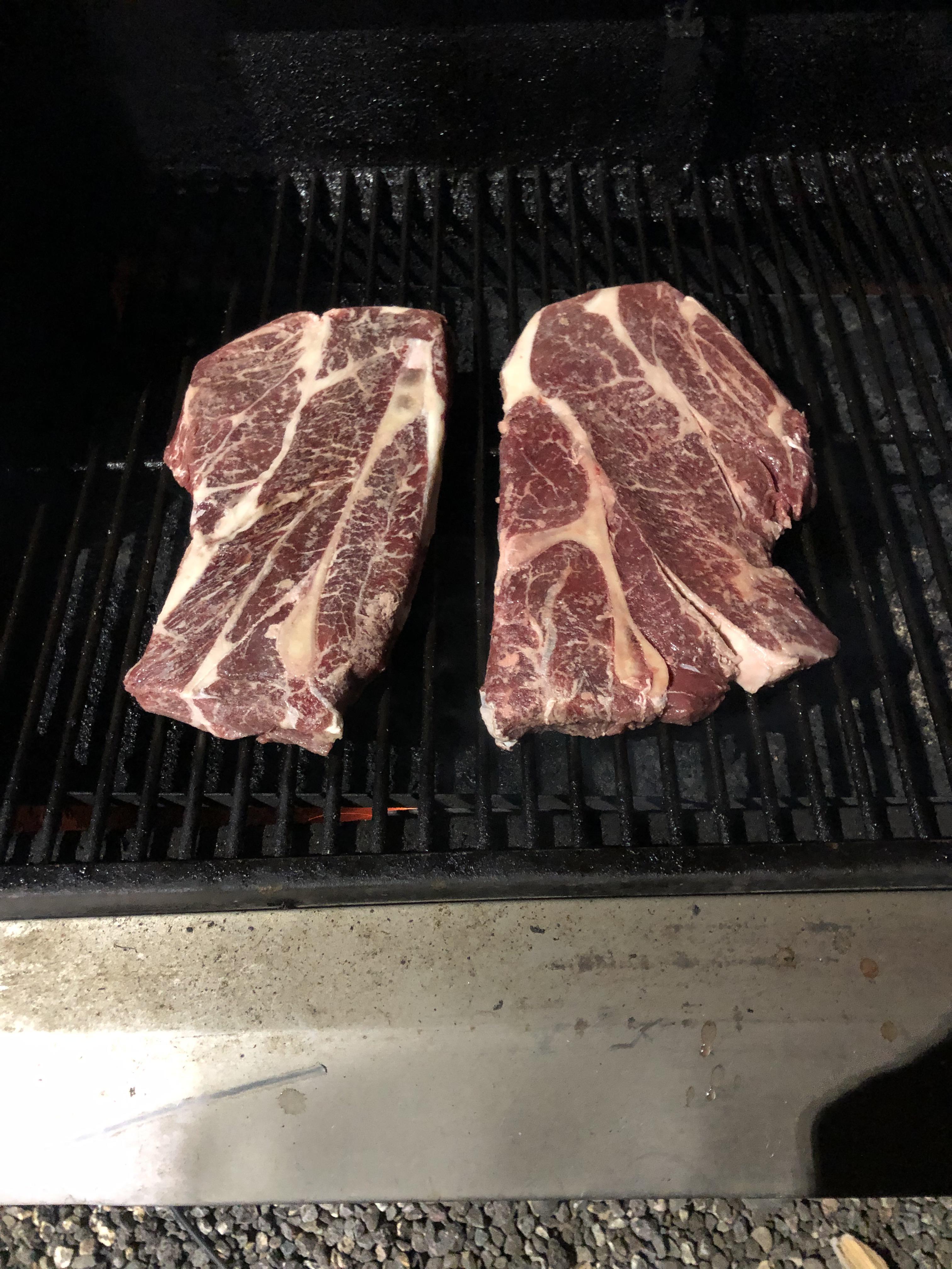 I raised these! Our Akaushi Chuck Steaks ok the grill at true prime