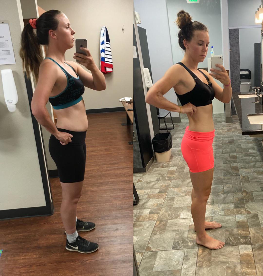 F/28/5’7” [158lbs > 142lbs = 16 lbs] one year and one less desk job