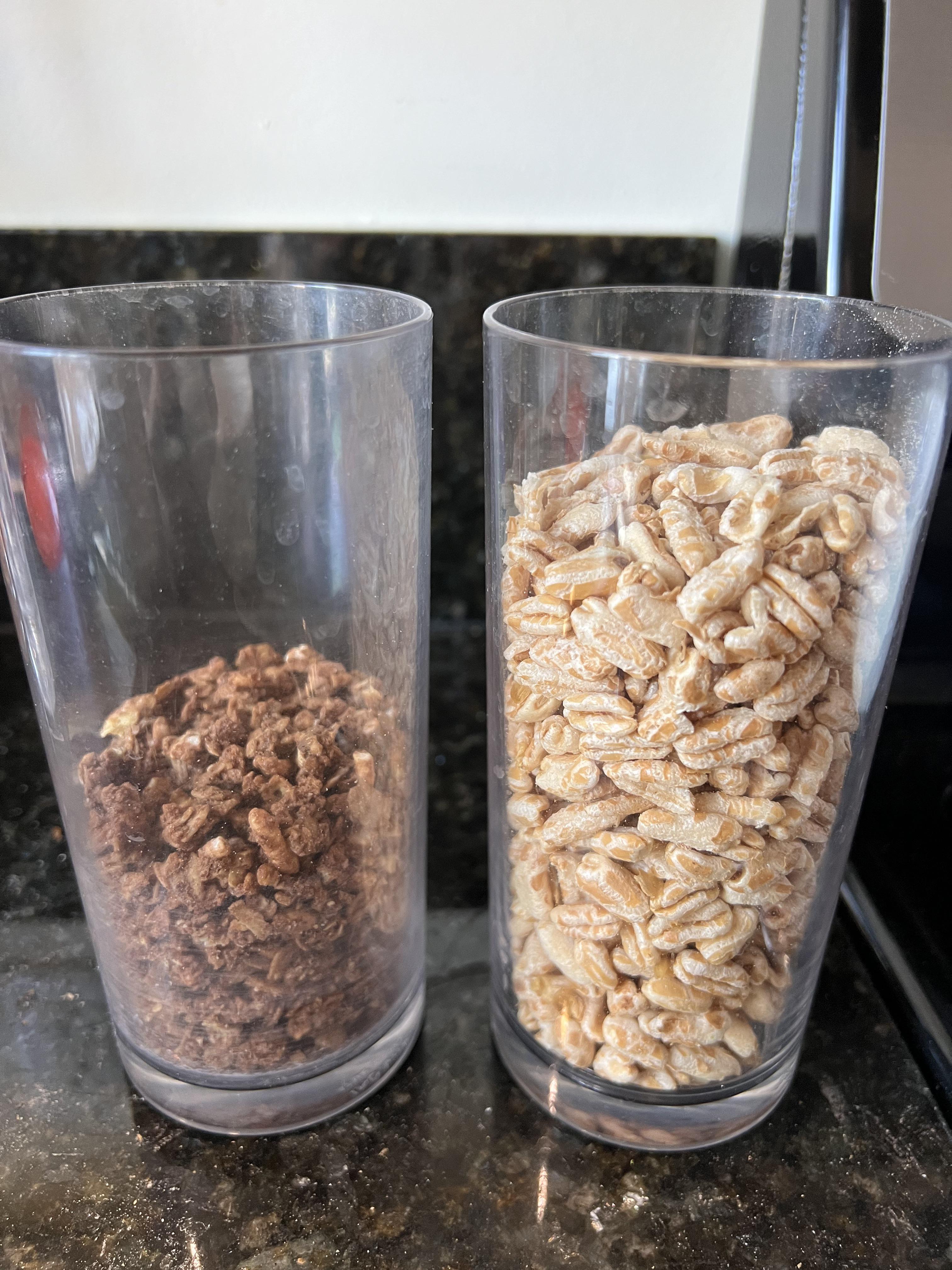 Puffed kamut is king for satiety. 300 kcals kashi chocolate crunch vs. 100 kcals of puffed kamut