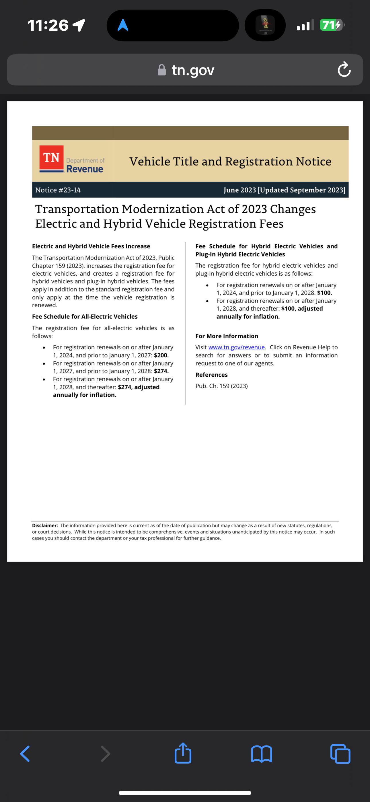 Hybrid Vehicle Registration Renewal Fee r/nashville
