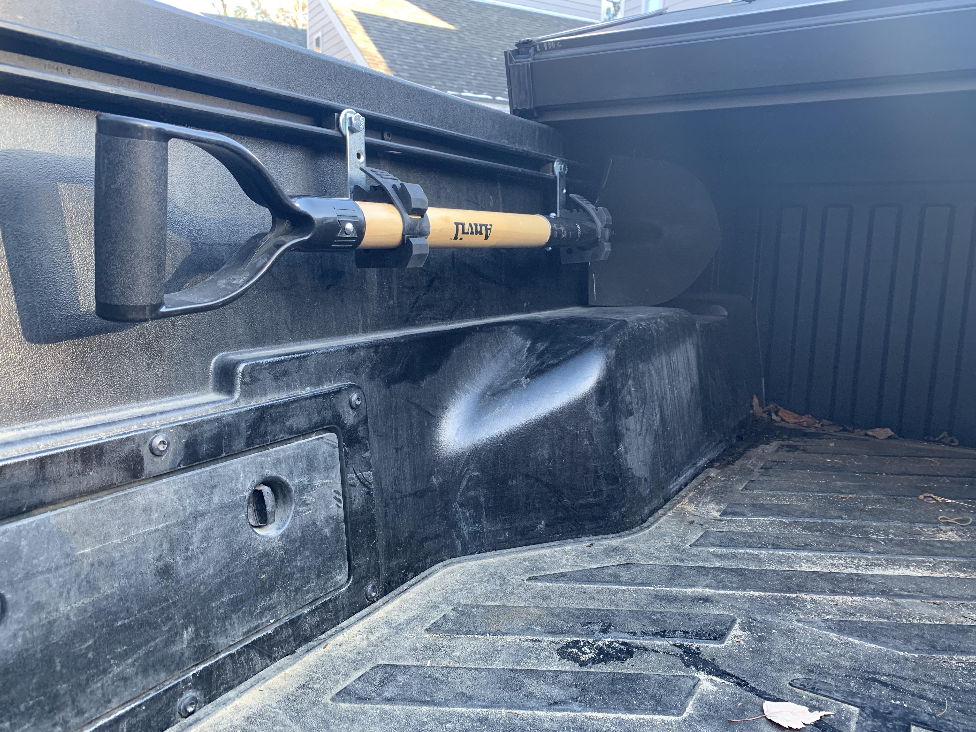 Quick weekend project DIY shovel mount that fits under my Tonneau. r