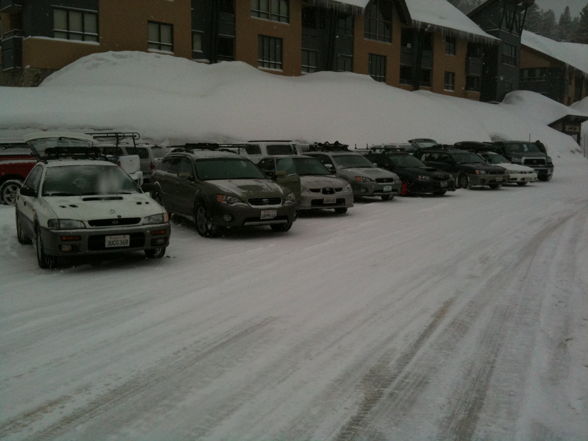 row of Subarus at Kirkwood (maybe 8 years ago?) r/subaru