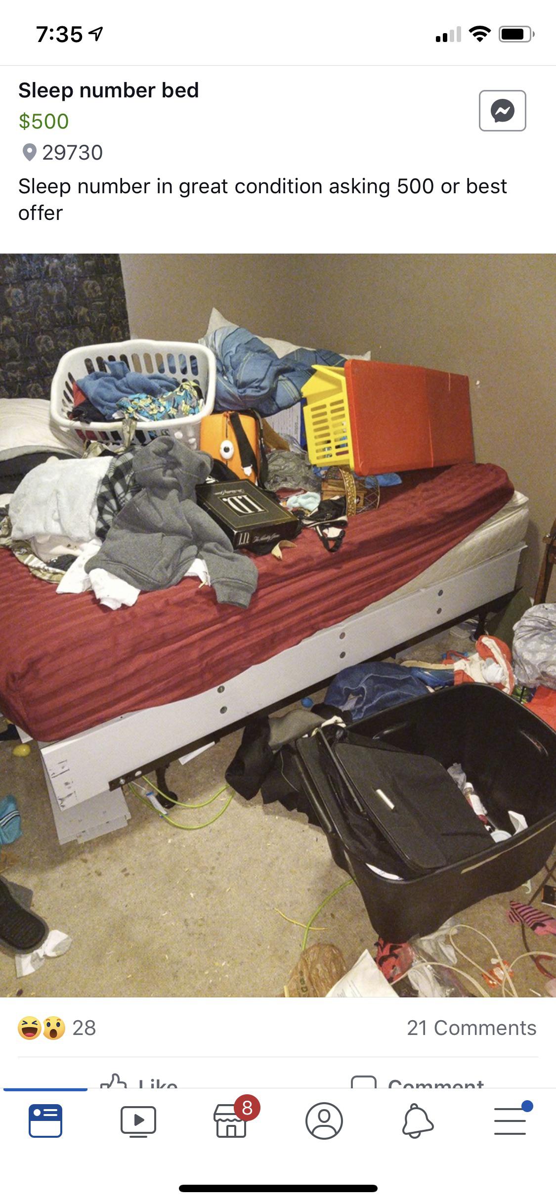 Selling a bed covered in your garbage... r/trashy