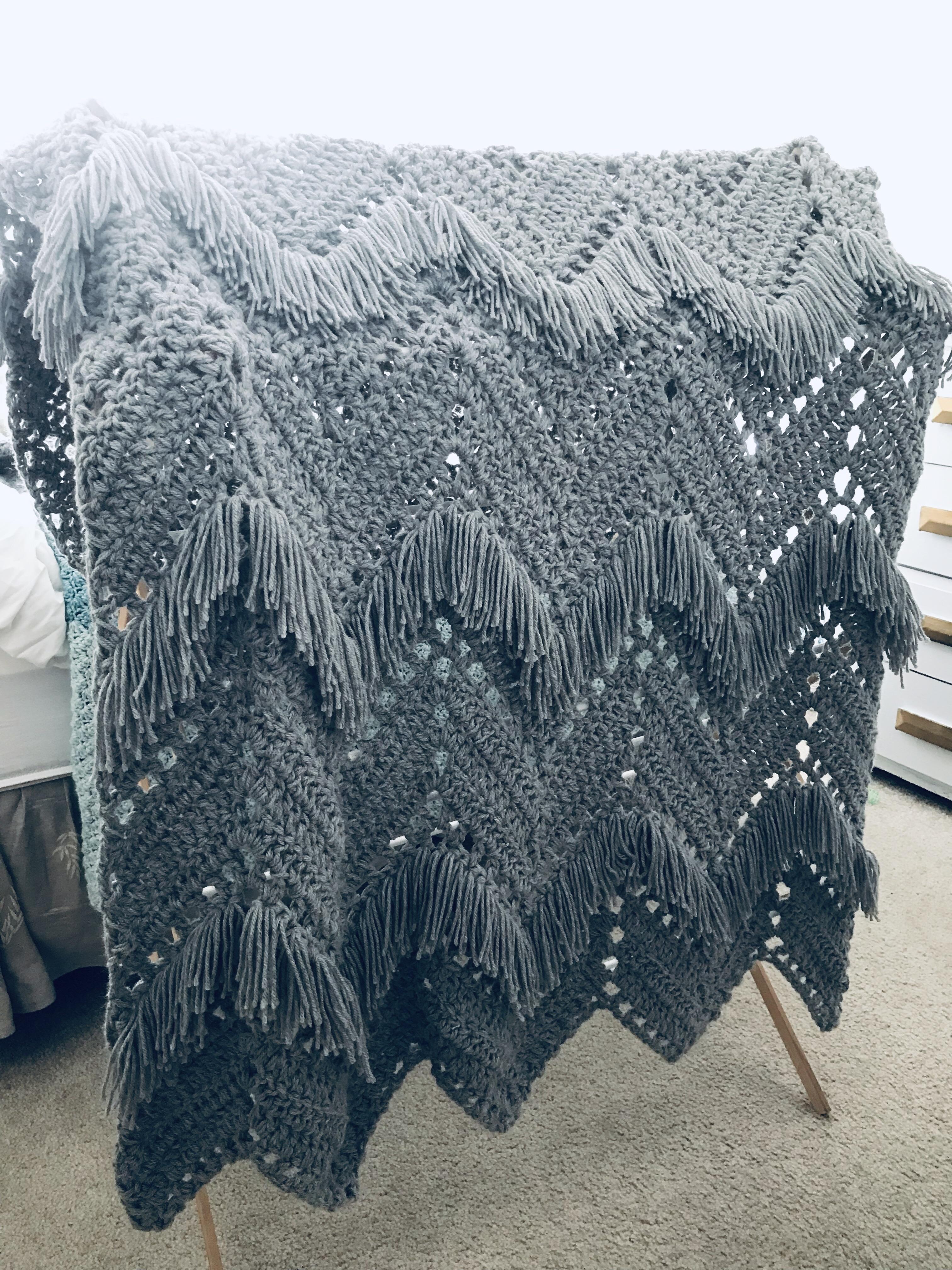 A couch throw for my (male) best friend’s wedding gift. He’s obsessed