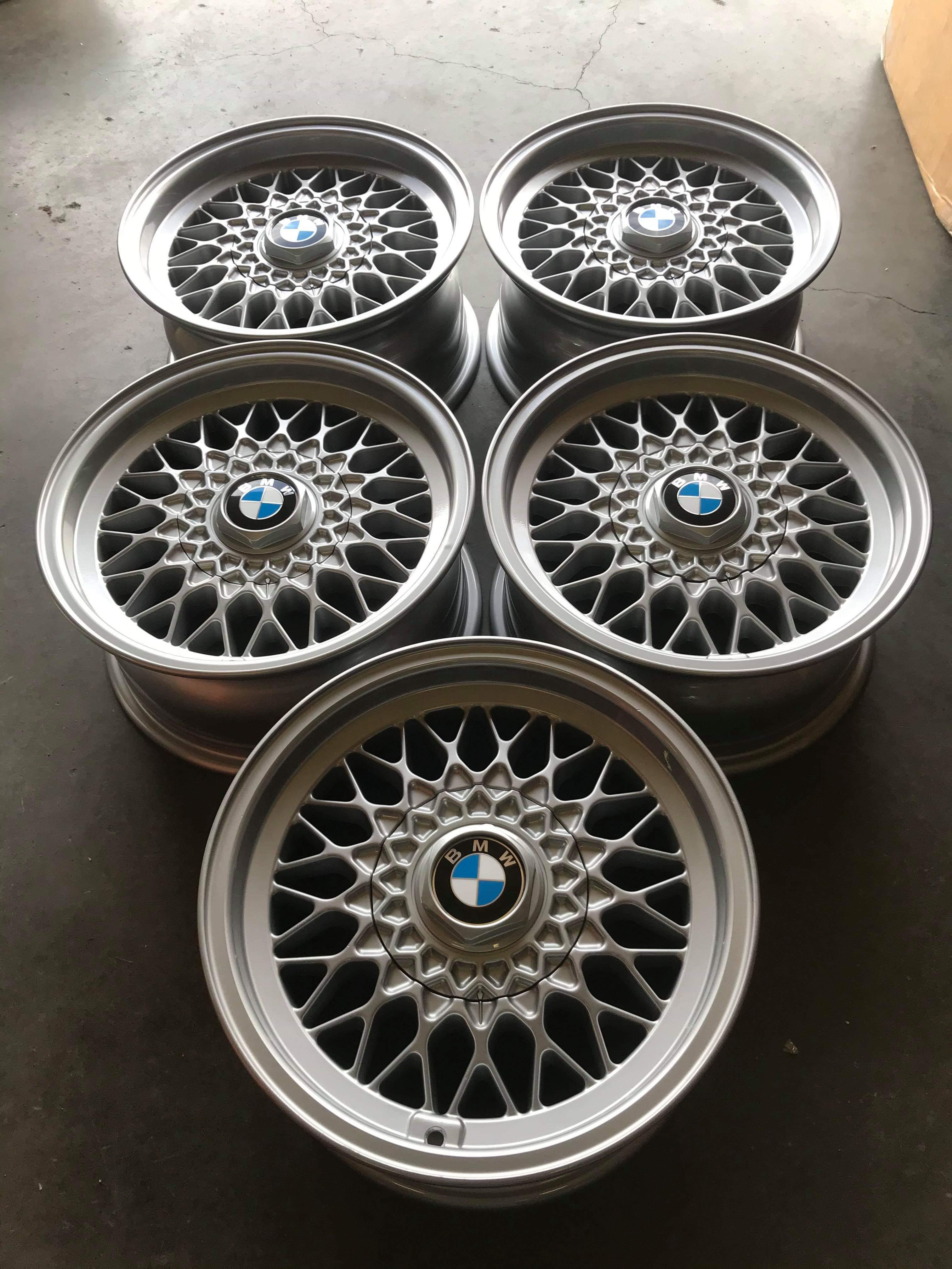 Got my e34 Style 5’s done! 15x7 ET 20 16lbers filled and drilled to