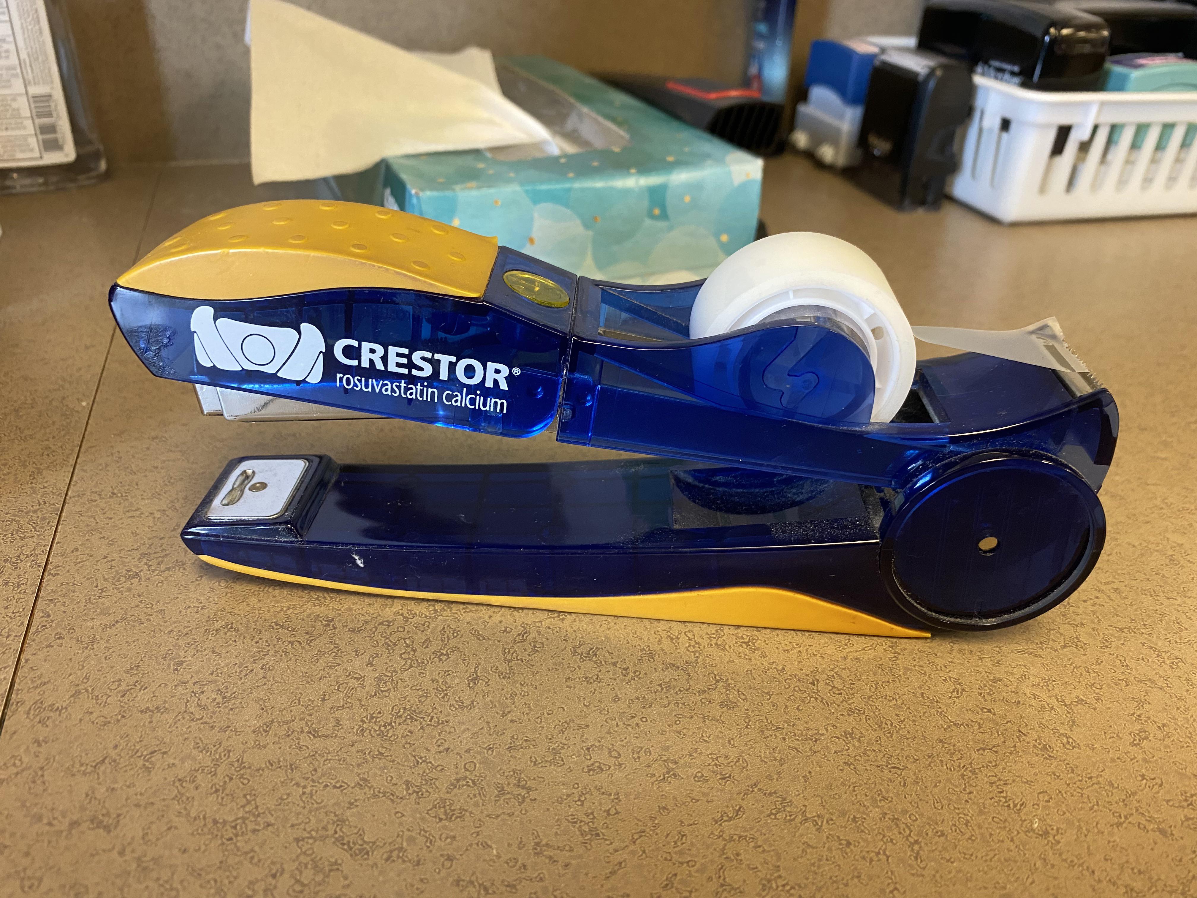 The Crestor stapler and tape dispenser combo goes hardddd. r/pharmacy