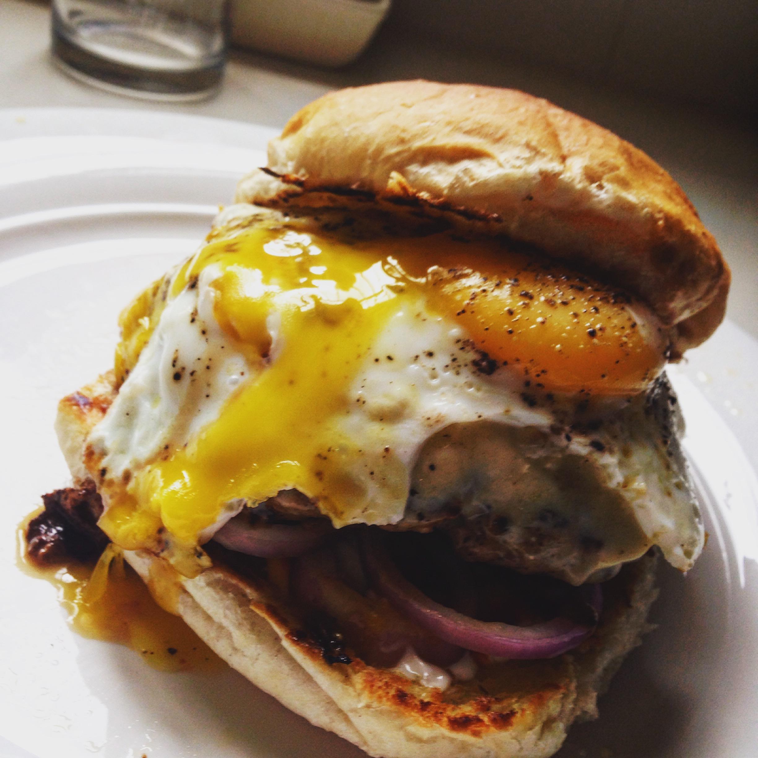 Egg Yolk Volcano Burger D [OC] r/food