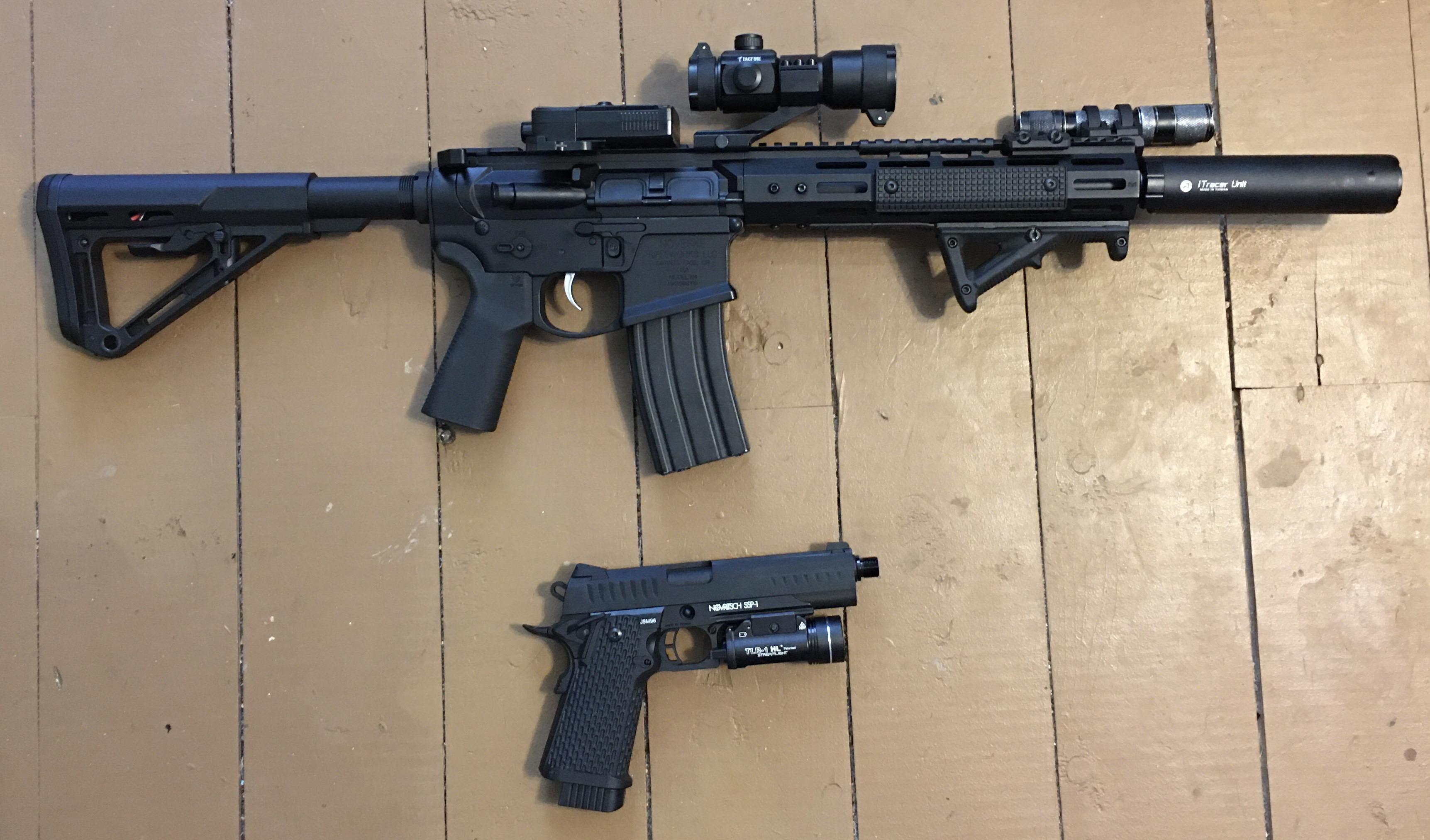 Just getting back into airsoft and finished my guns externally for now