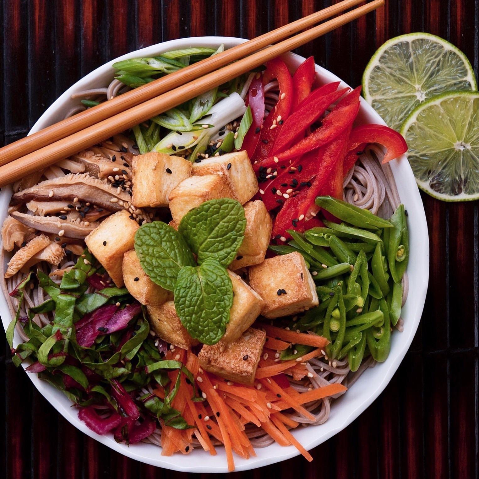 Soba noodle salad with crispy tofu [1525x1525] [OC] r/FoodPorn