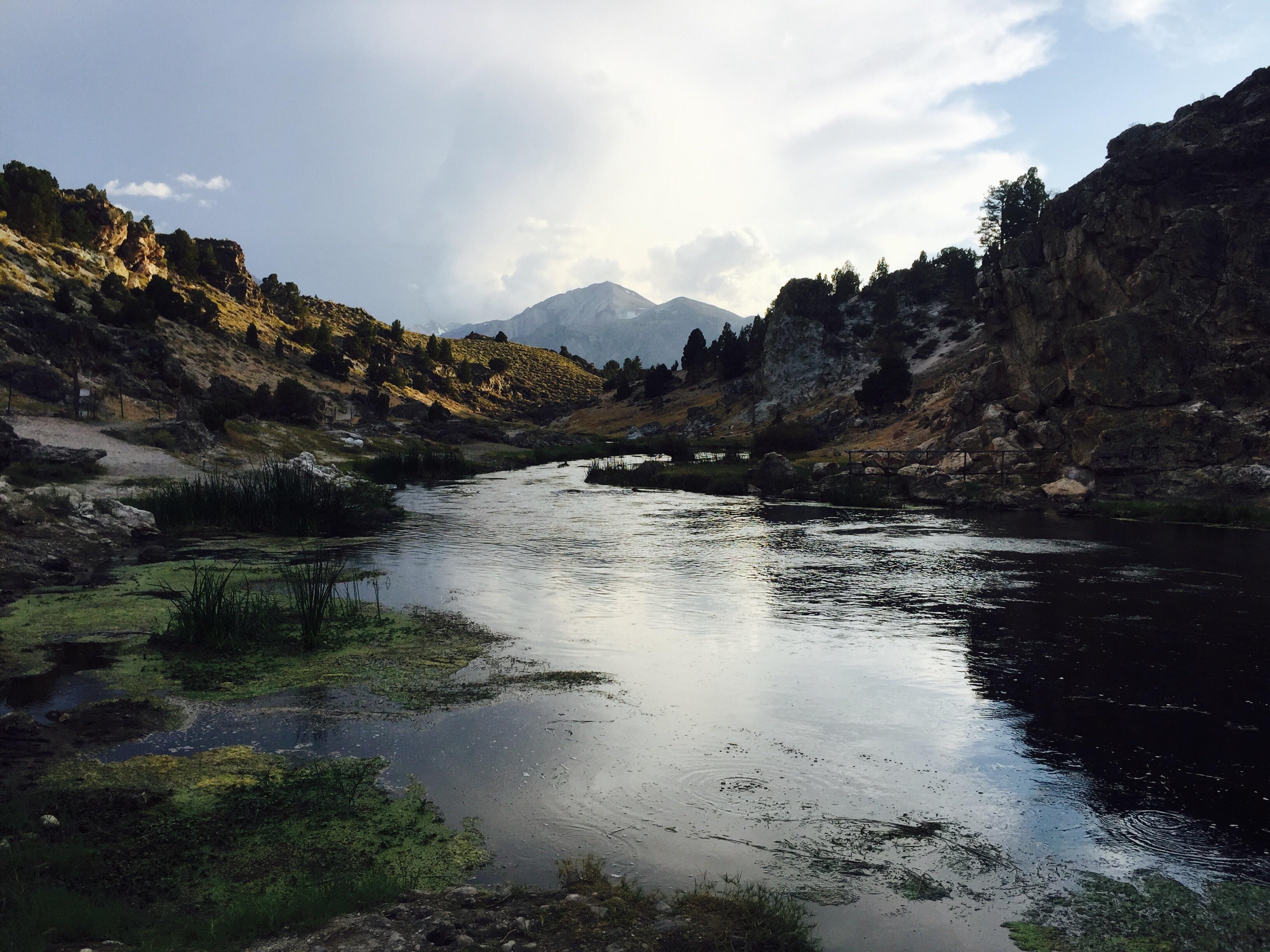 Hot Creek in Mammoth, California. Natural hot creek created by magma