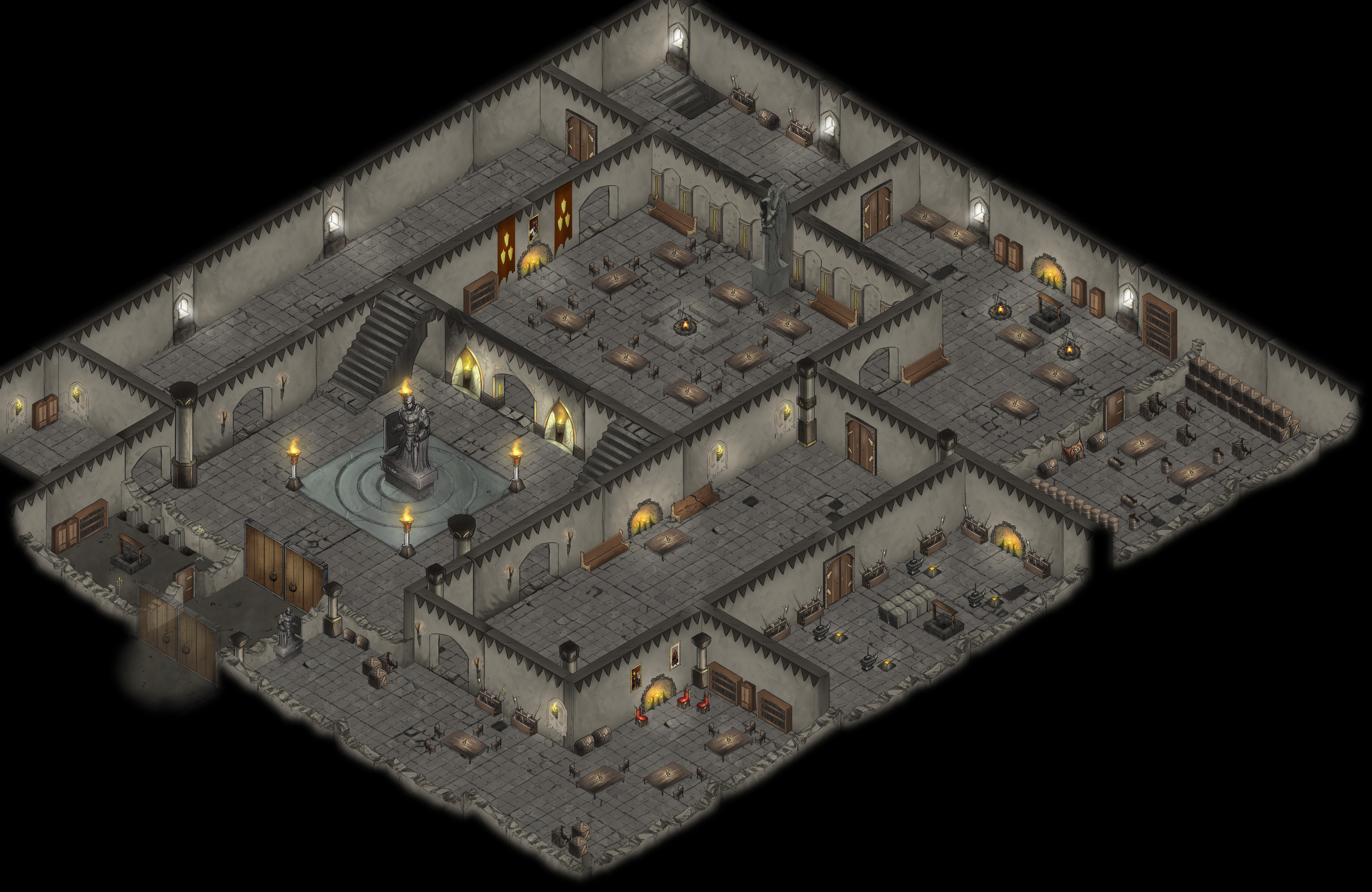 [OC][isometric][dungeon][5600x3600px] Wintery Keep