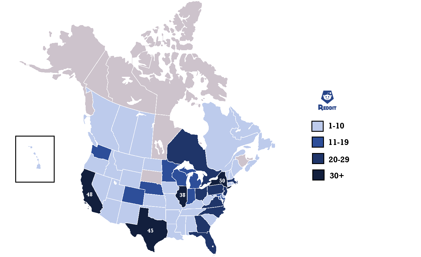 /r/Everton map of USA+Canada according to the 2020 census r/Everton