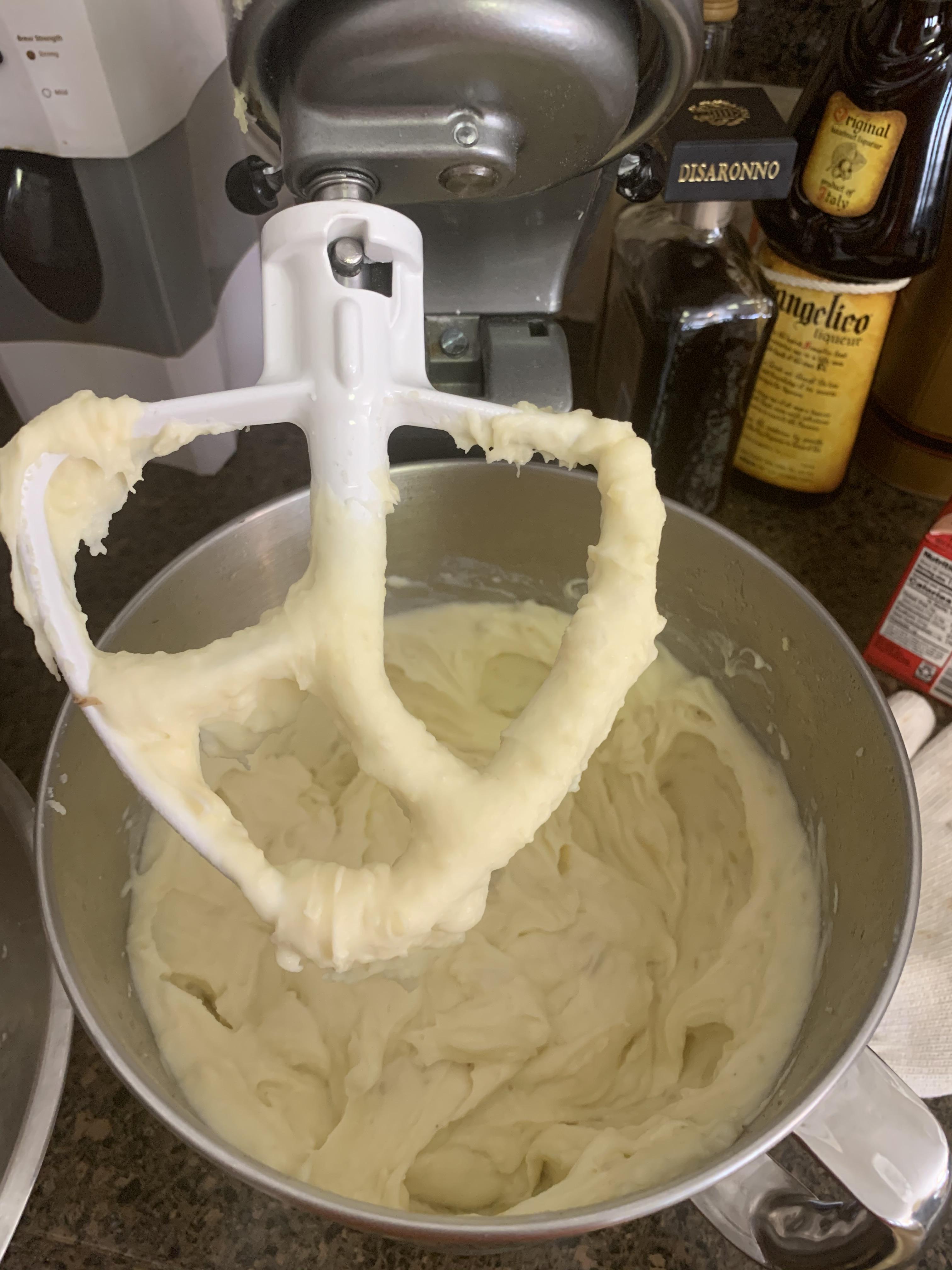 Broke the masher so I threw the potatoes in my mixer, just as good if