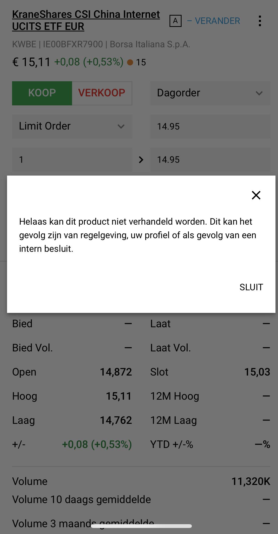 Can’t buy KraneShare China ETF r/DEGIRO