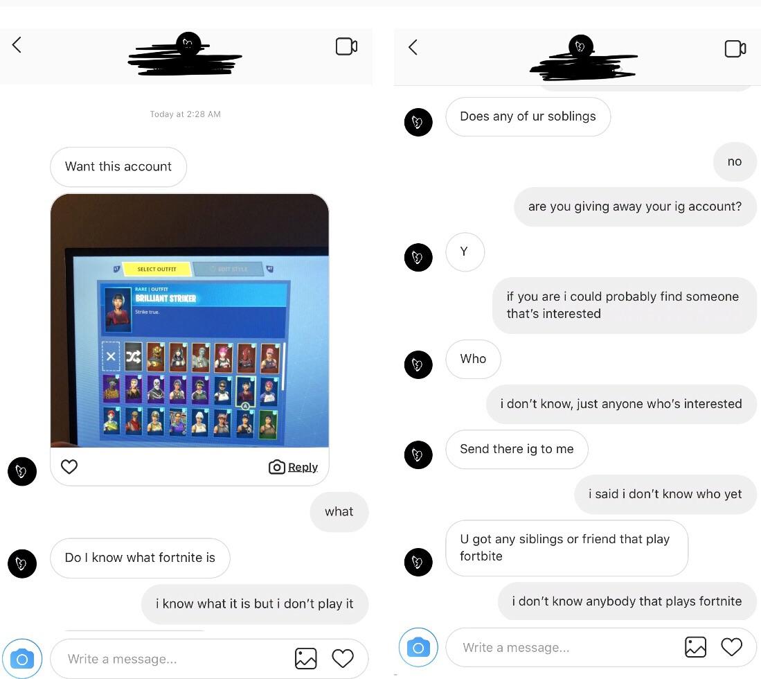 i got these messages right after i posted something with the fortnite