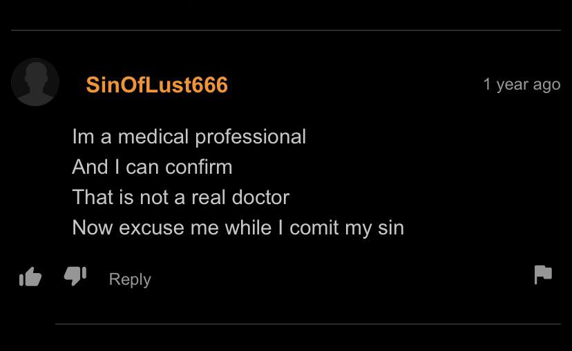 Medical confirmation : PornhubComments