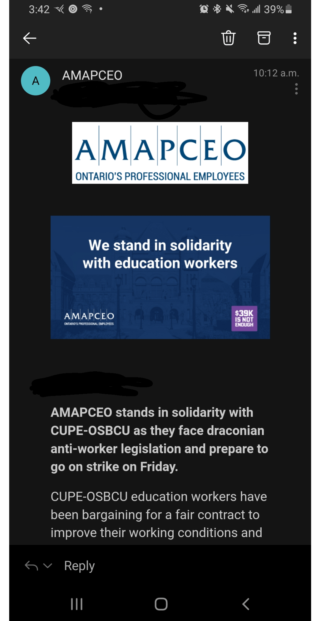 AMAPCEO standing in solidarity with CUPE r/OntarioPublicService