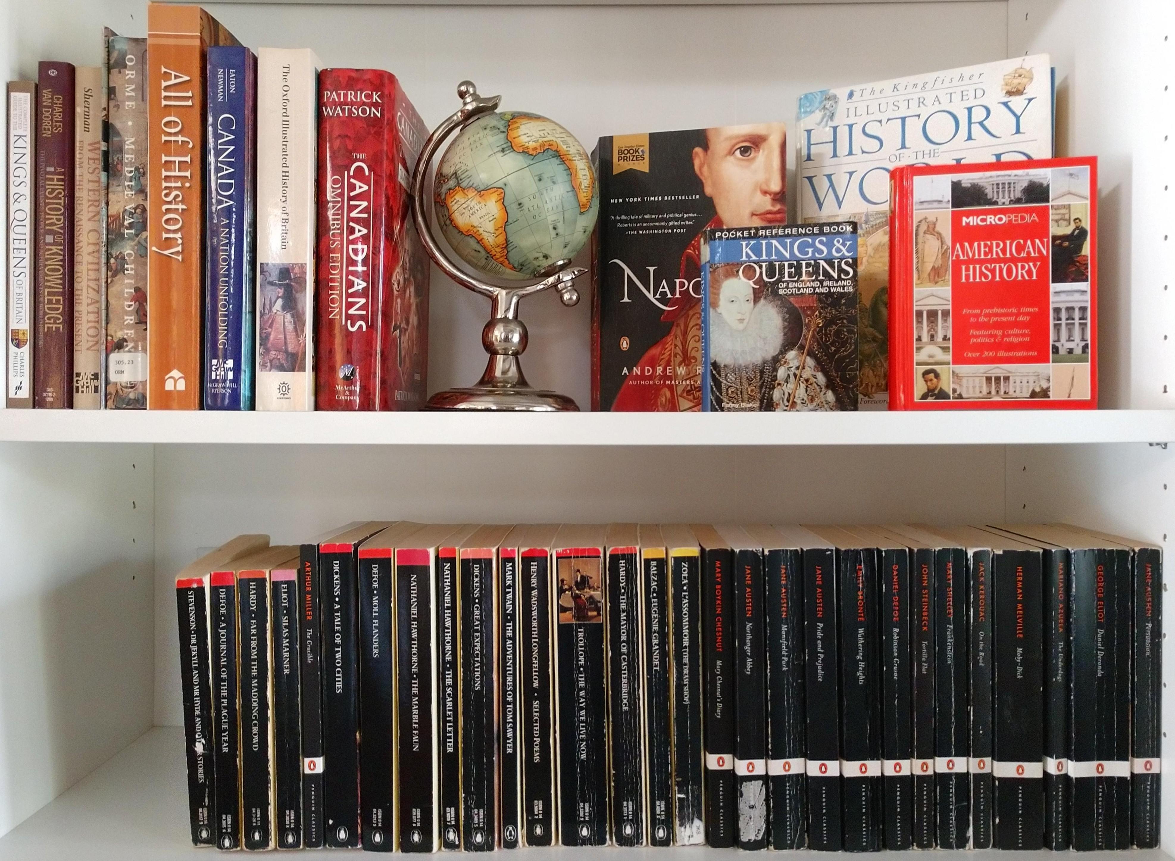 My History books and Penguin Classics shelves r/bookshelf