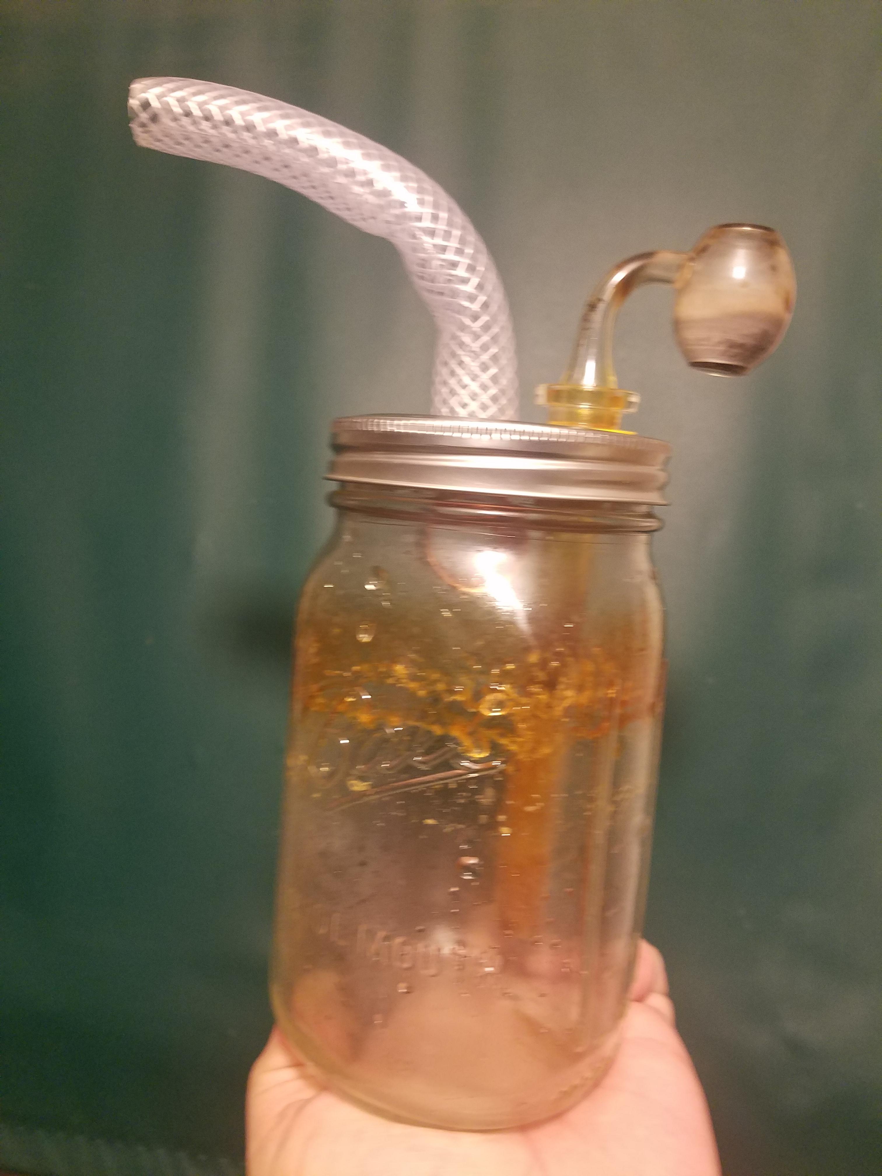 Mason jar bubbler I made a few days ago. I'm waiting on my silicone to