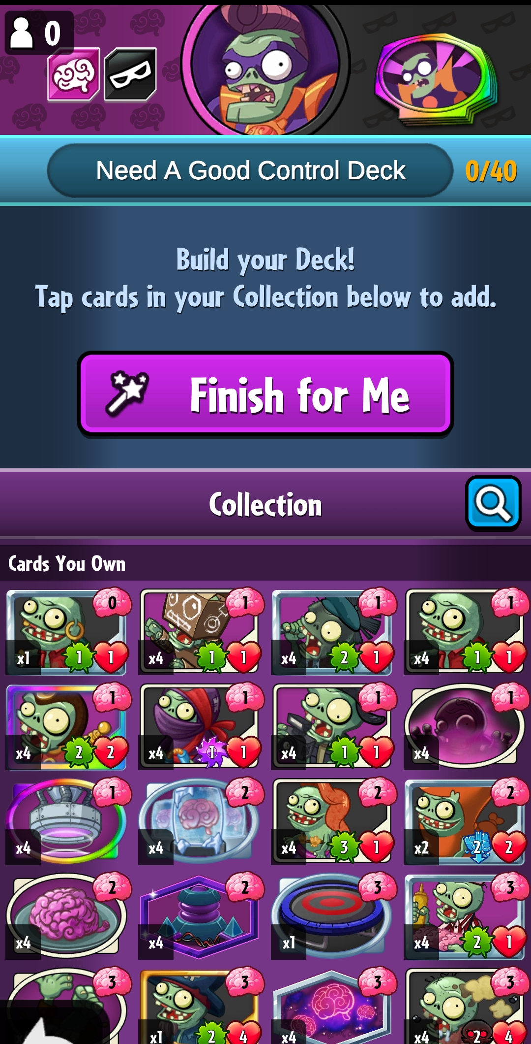 I need a control deck for ranked matches r/PvZHeroes