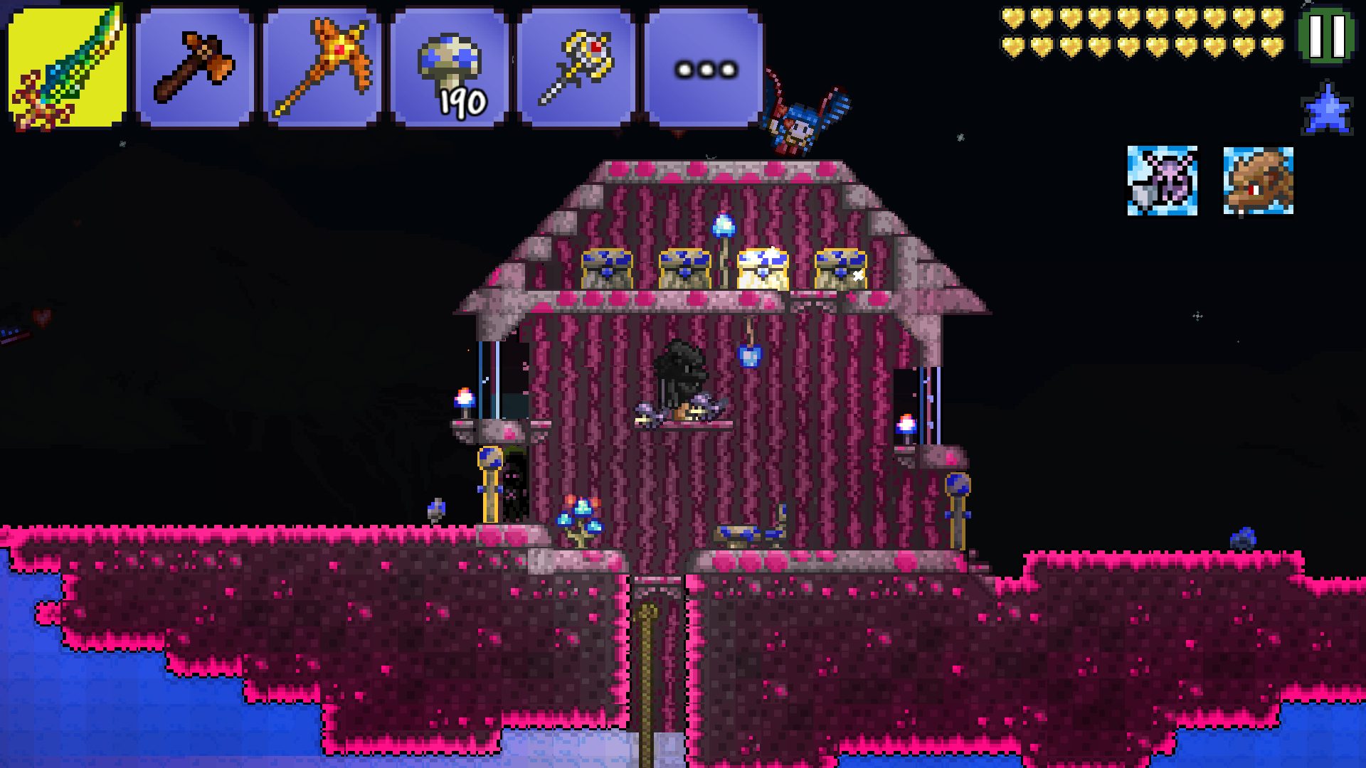 Floating island pink Truffle house r/Terraria