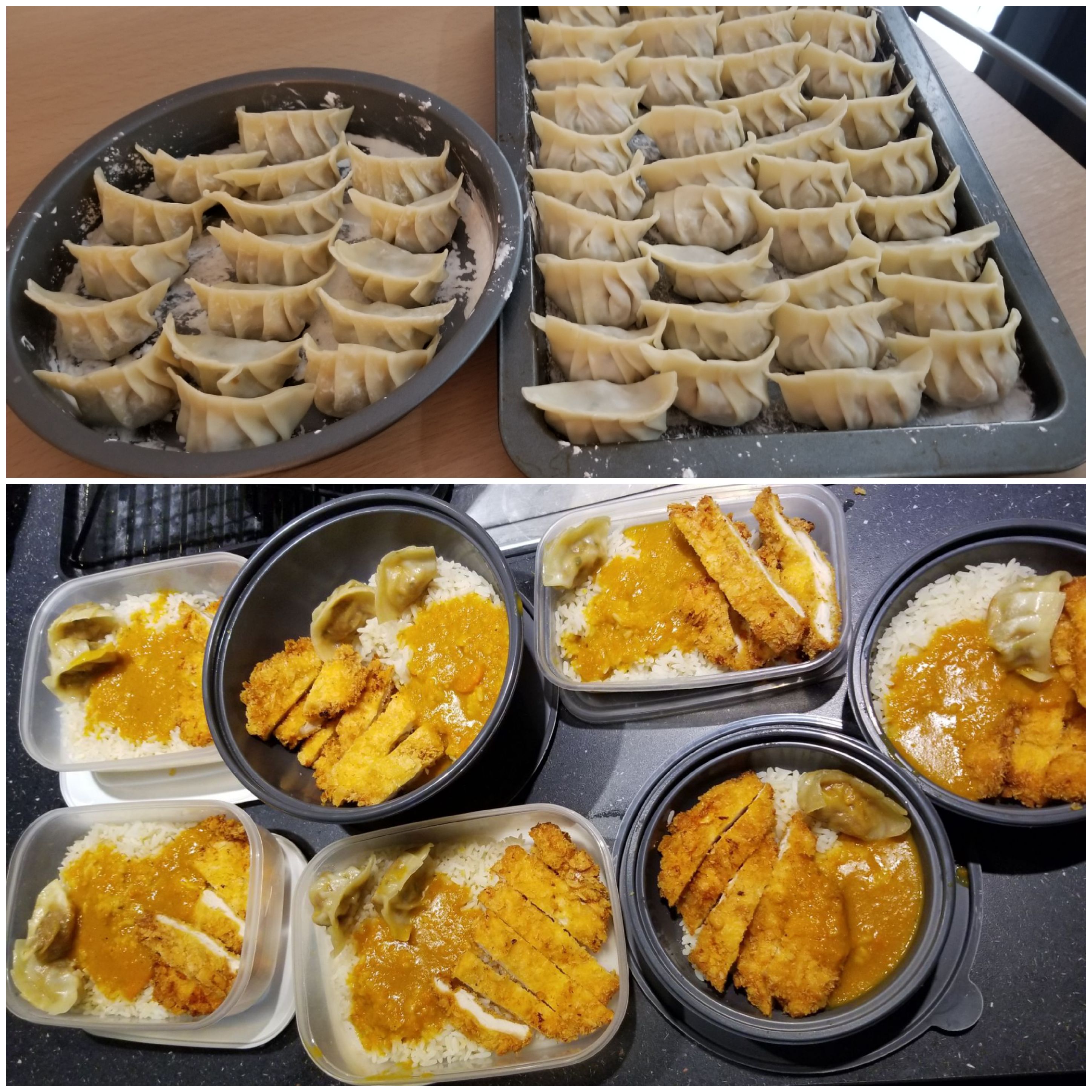 Pork gyoza and katsu curry meal prep r/MealPrepSunday