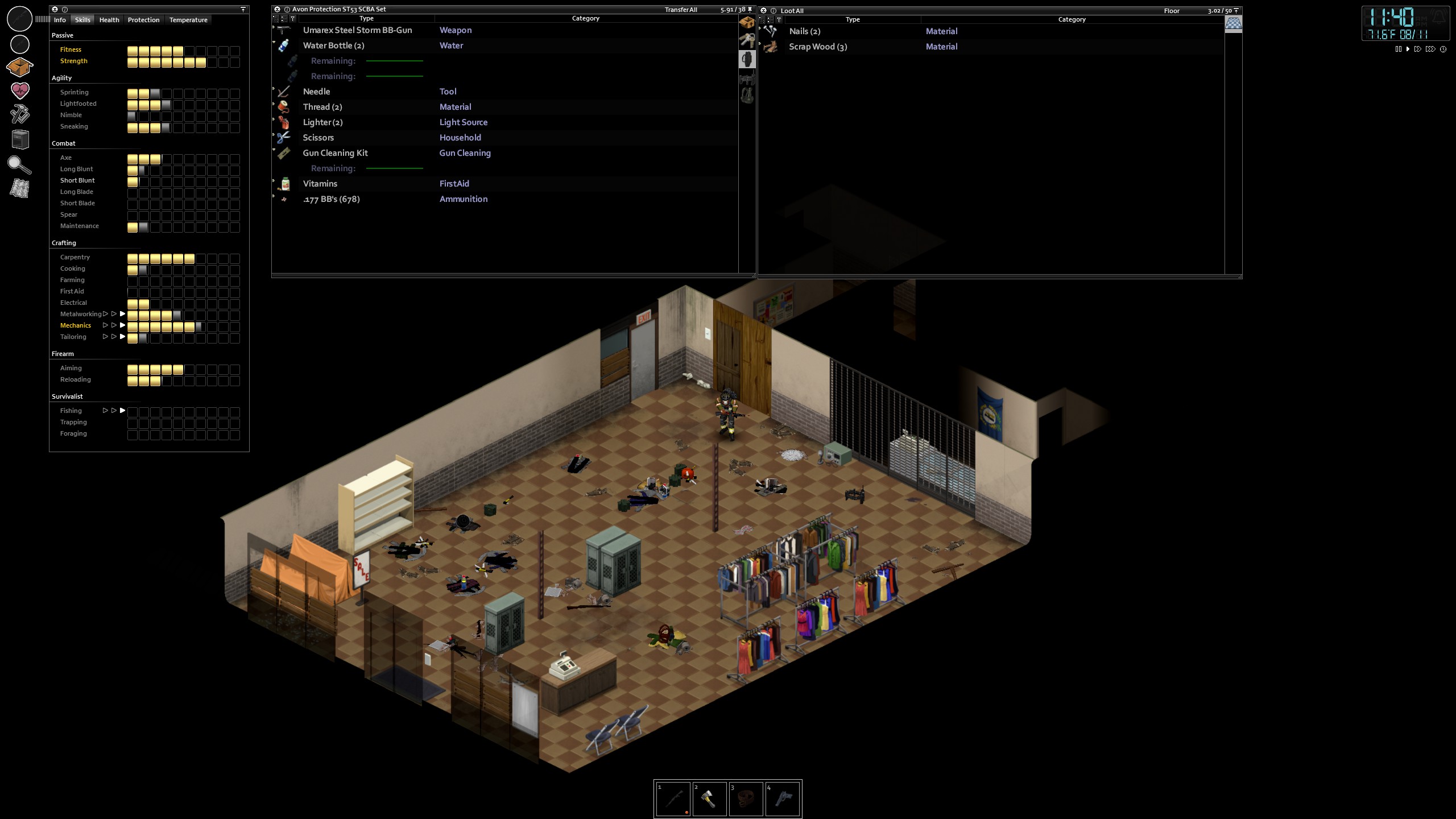 Started building an outpost in this Millitary Surplus Store. Came home