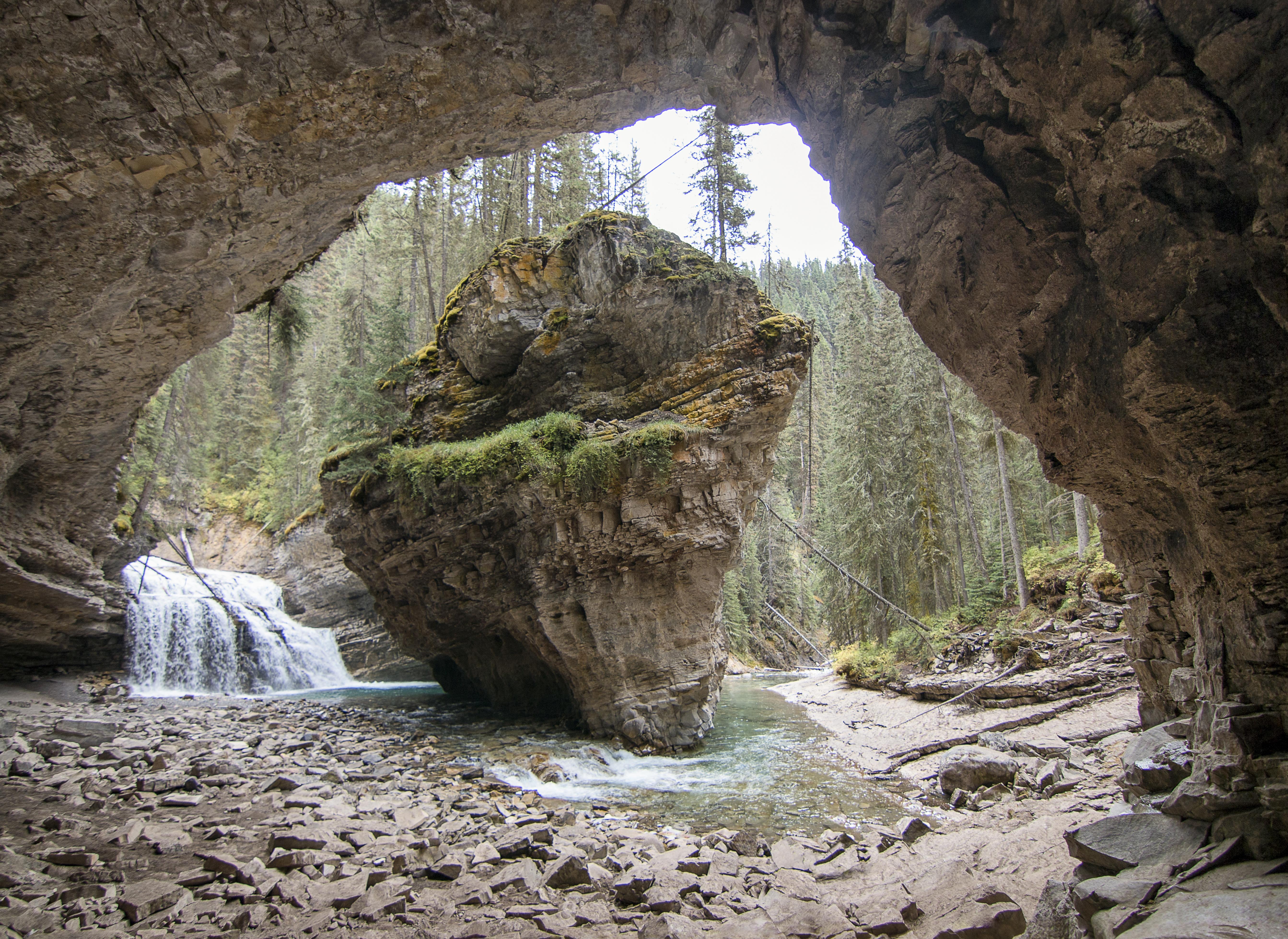 The "secret" cave in Johnston Canyon, Banff National Park, Canada [OC