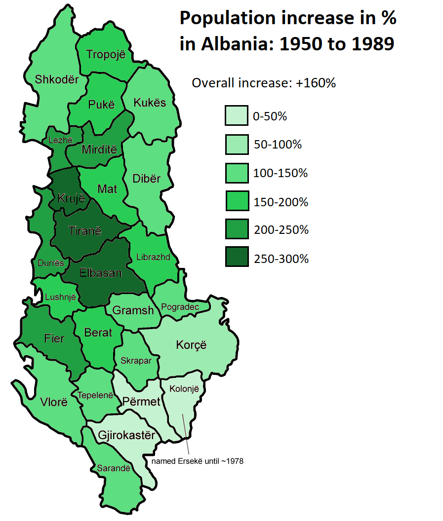 Albania Population Density Map
