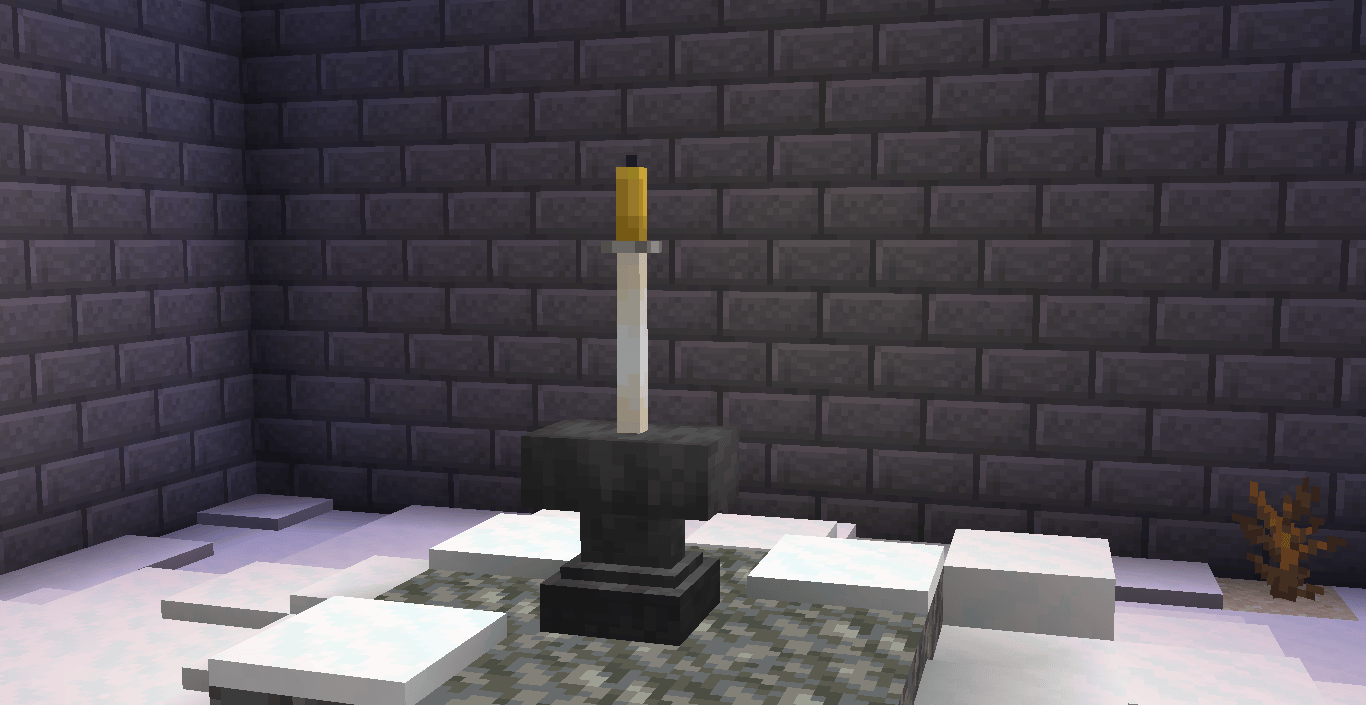 I present the Sword In The Stone! Uses the new candle block! Minecraft