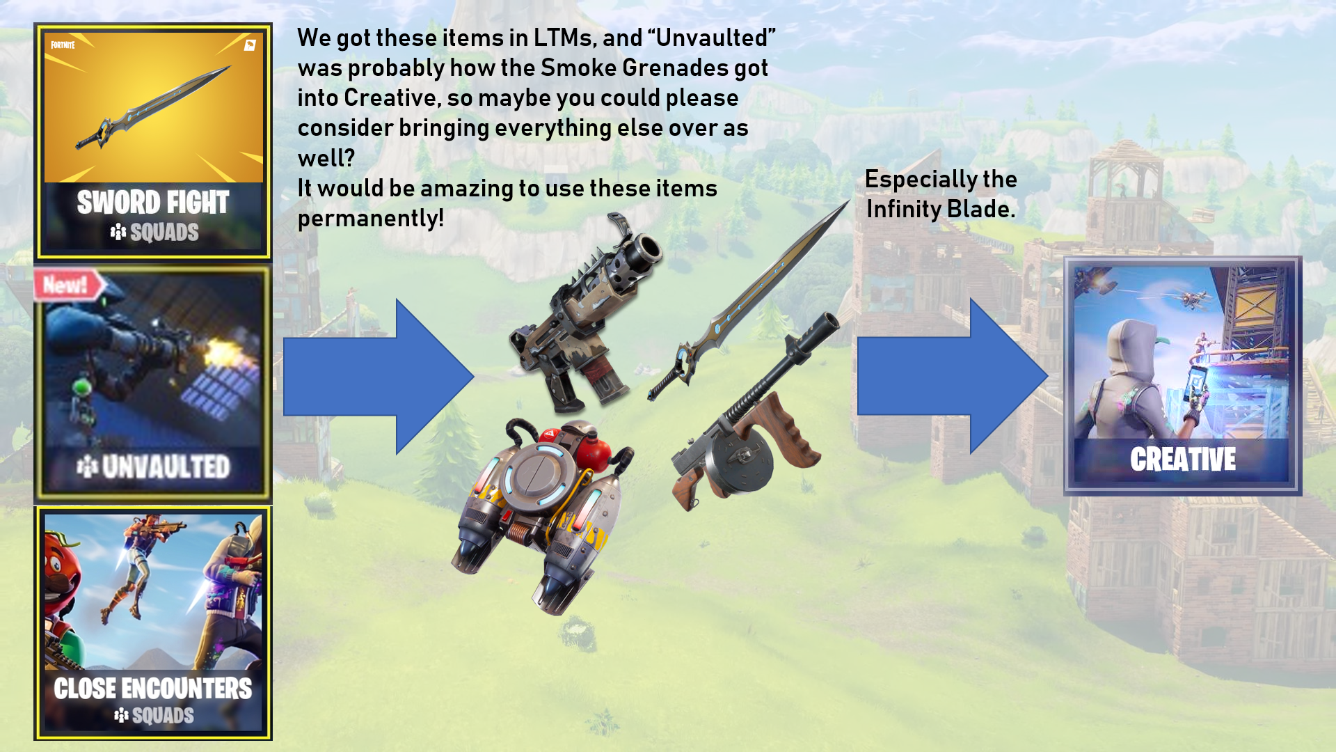 The final items left to be added in Fortnite Creative, come on Season 8, you can make it happen