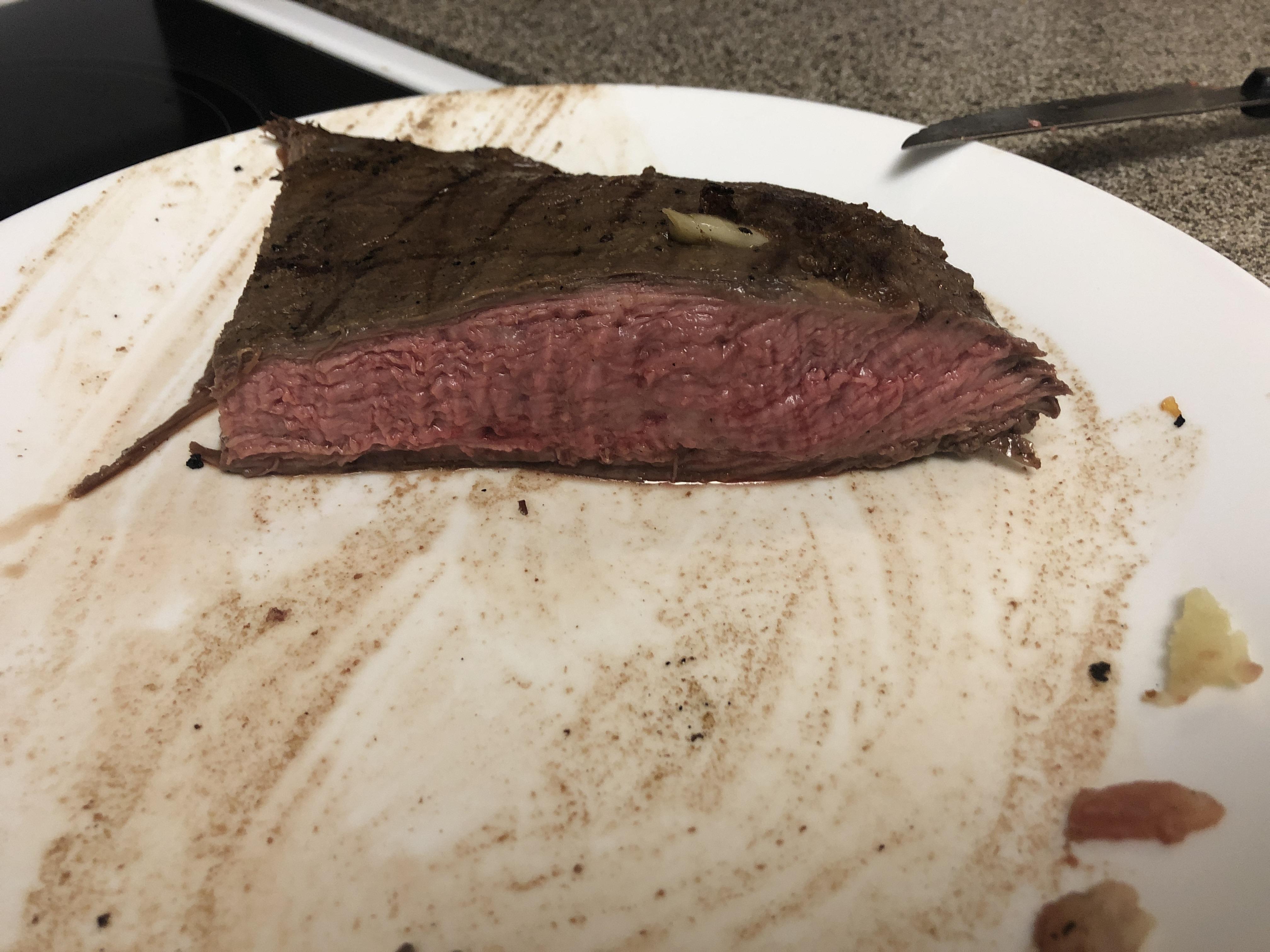 Flank steak from Costco. Usually do a reverse sear, but decided to wing