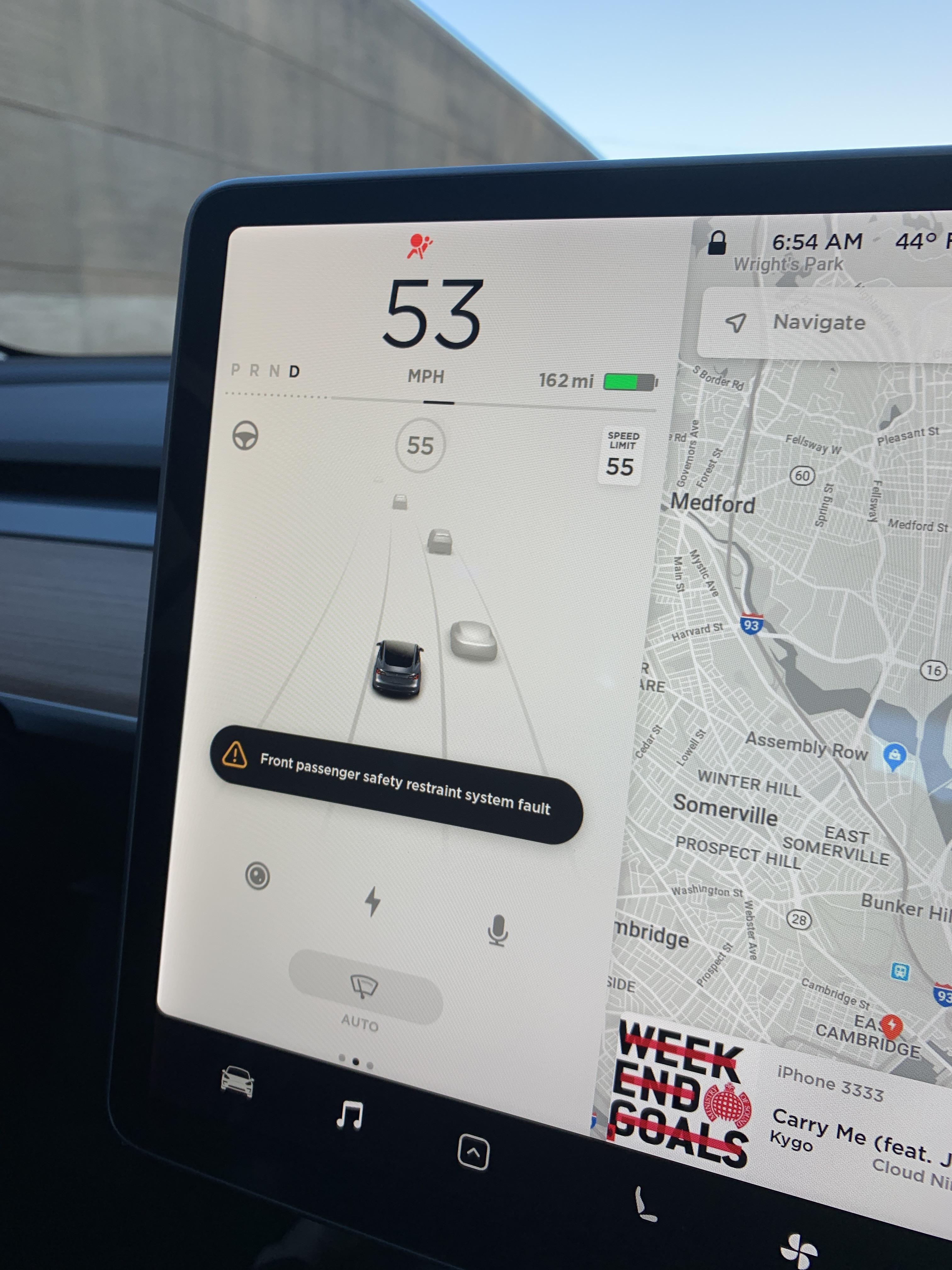 Tesla Model 3 Safety Restraint System Fault Electric Vehicle