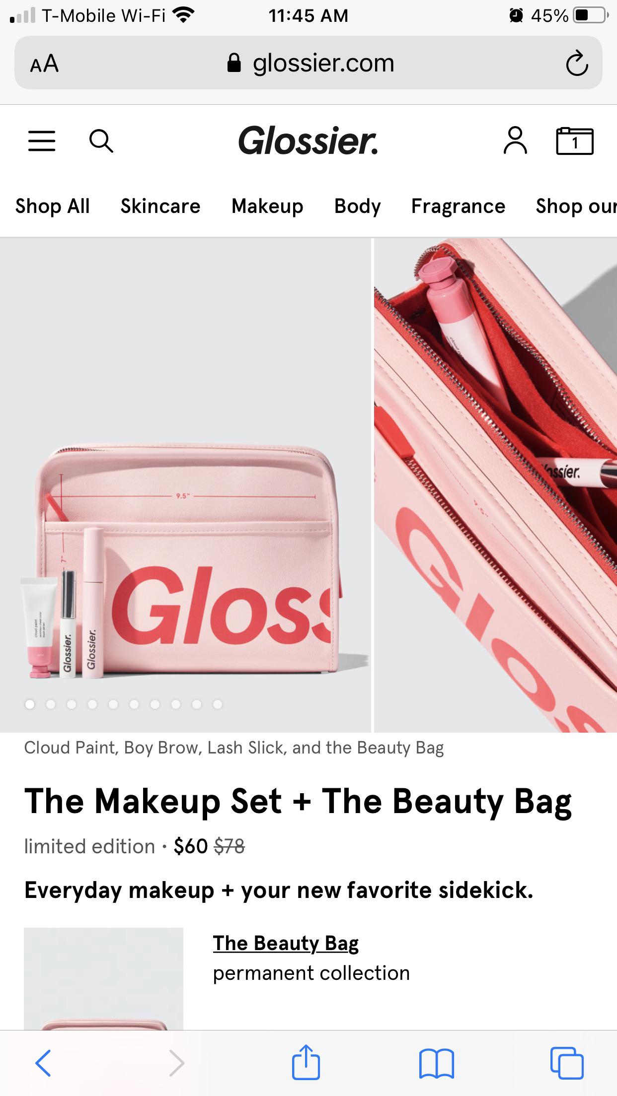 Glossier The Makeup Set + The Beauty Bag available now on their site