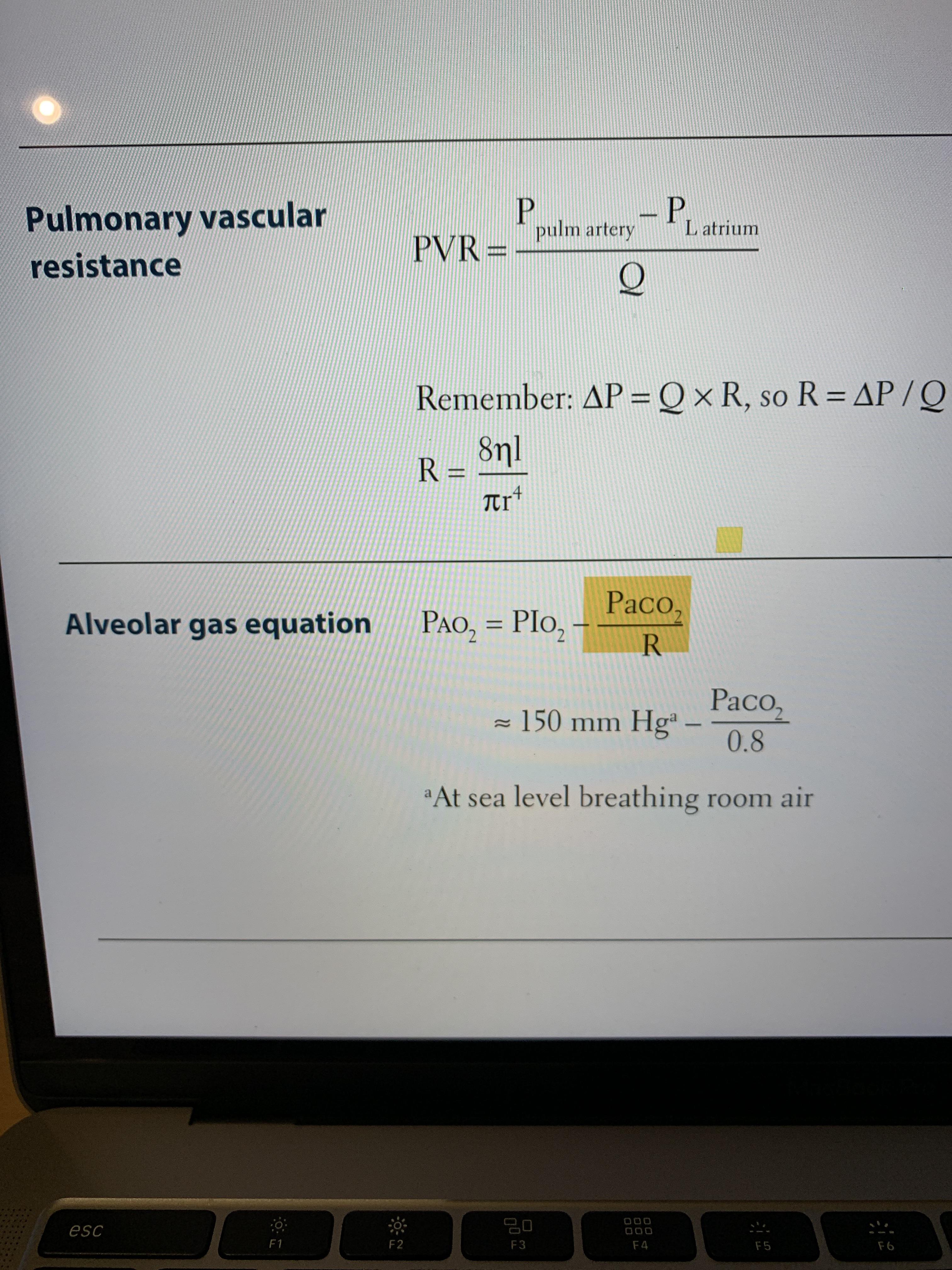 For the alveolar gas equation, why do we subtract inspired O2 with